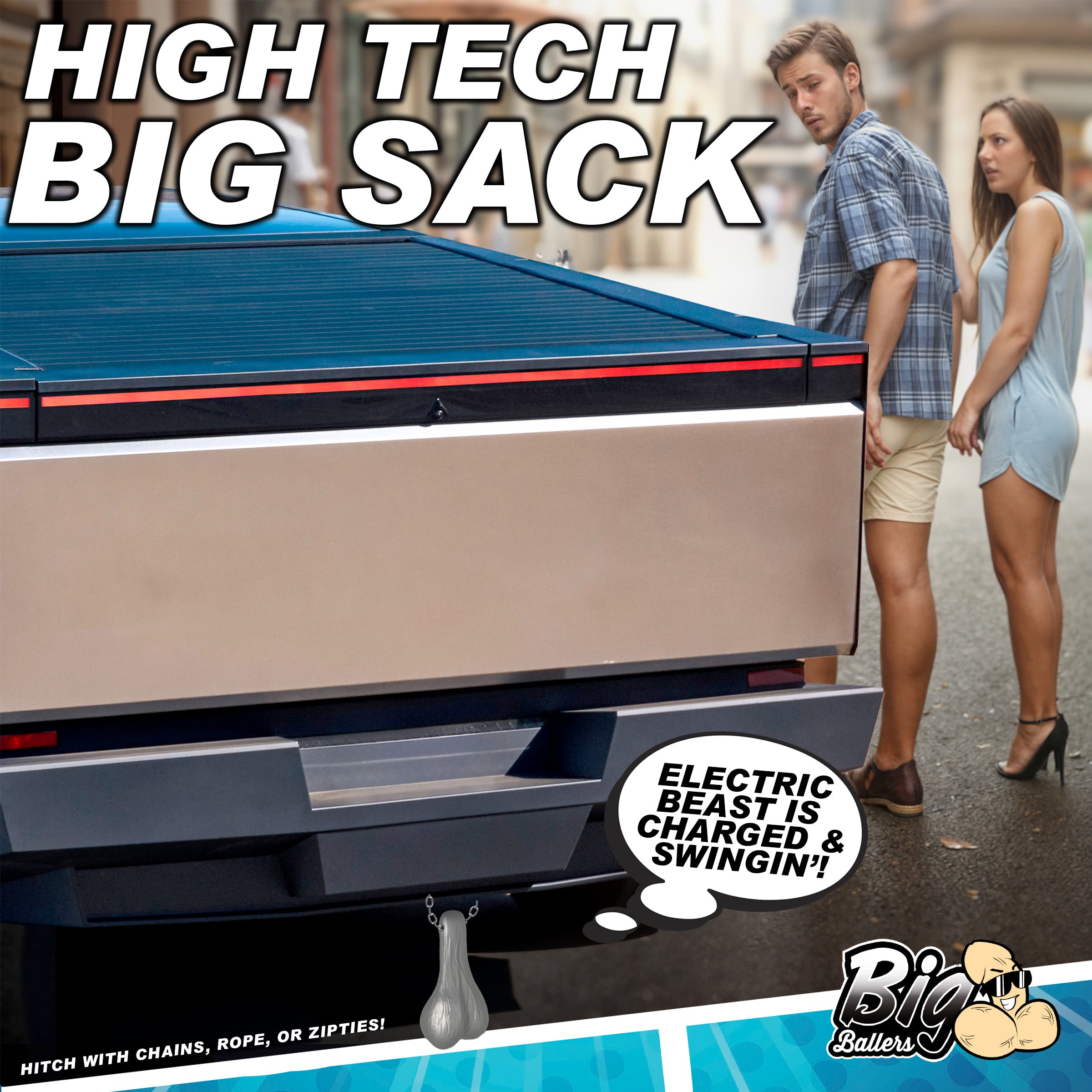 Big Ballers Large Truck Nuts - Black Grey