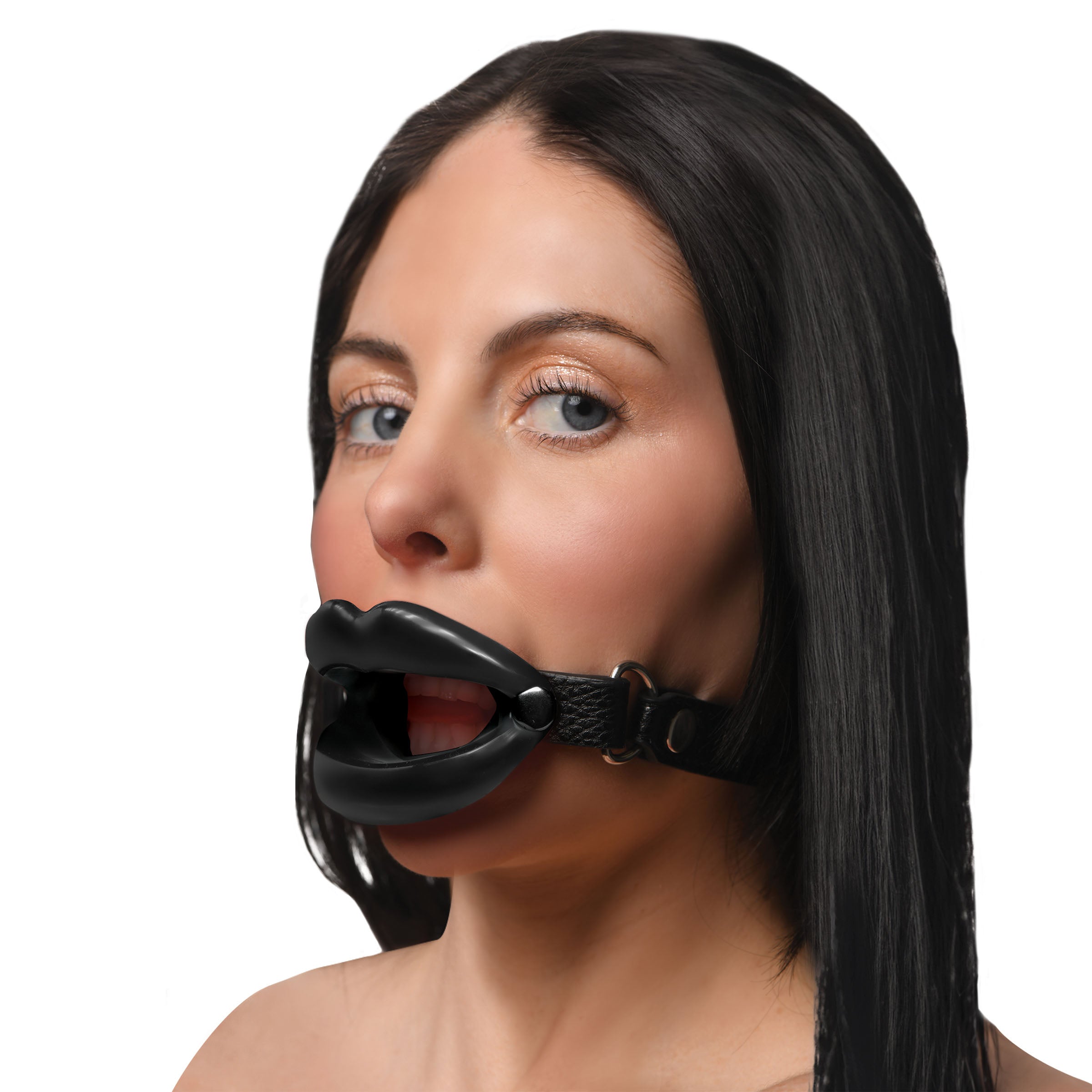 Master Series Juicy Lips Silicone Open Mouth Gag - Black Black