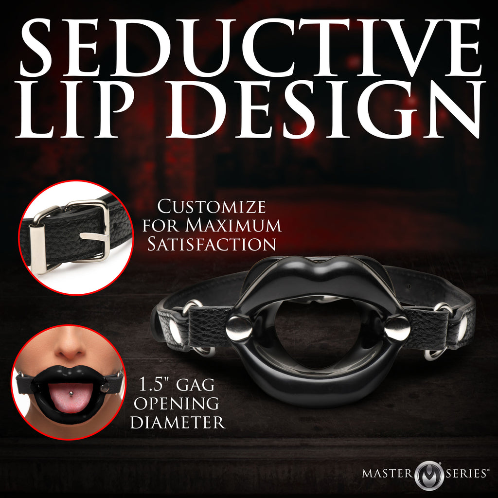 Master Series Juicy Lips Silicone Open Mouth Gag - Black Black