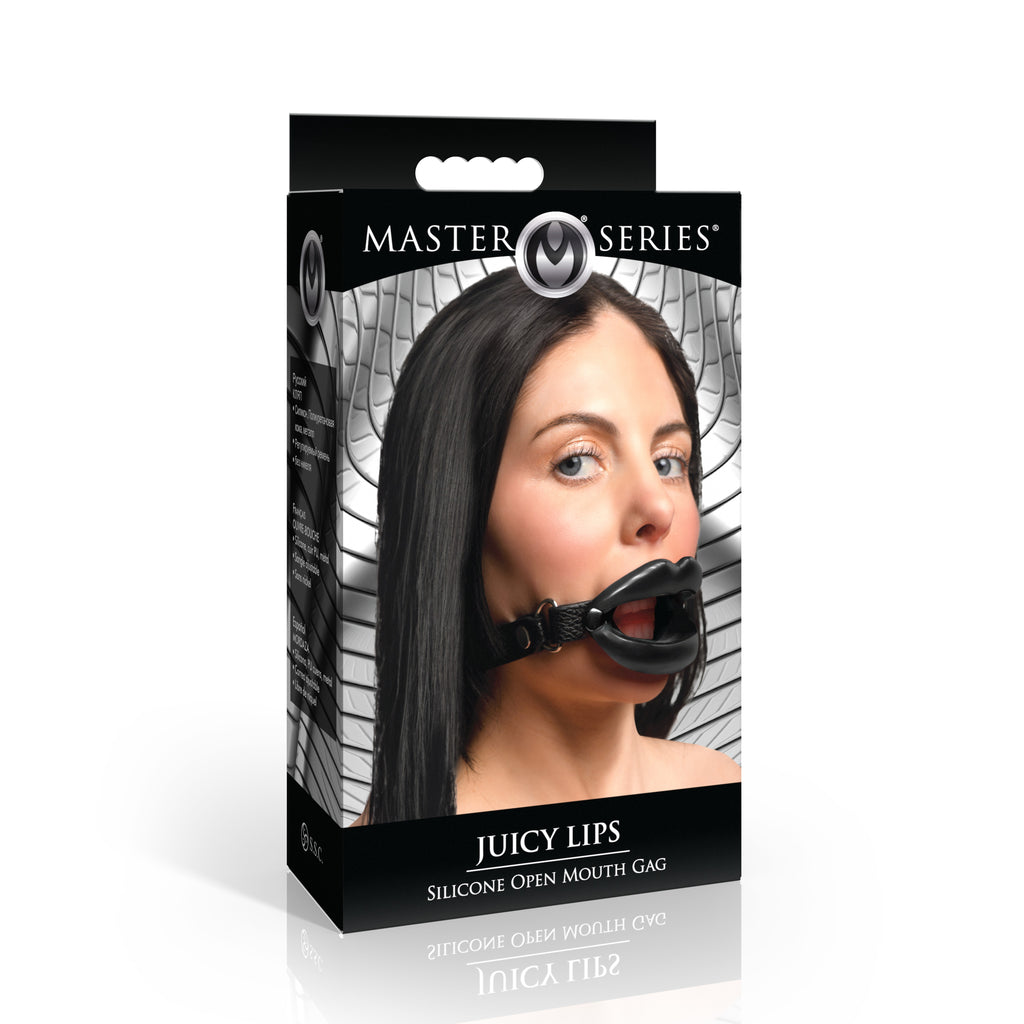 Master Series Juicy Lips Silicone Open Mouth Gag - Black Black