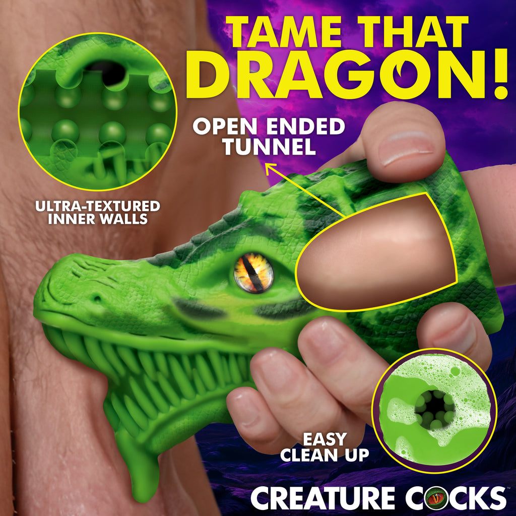 Creature Cocks Dragon Tamer Silicone Stroker - Green Green