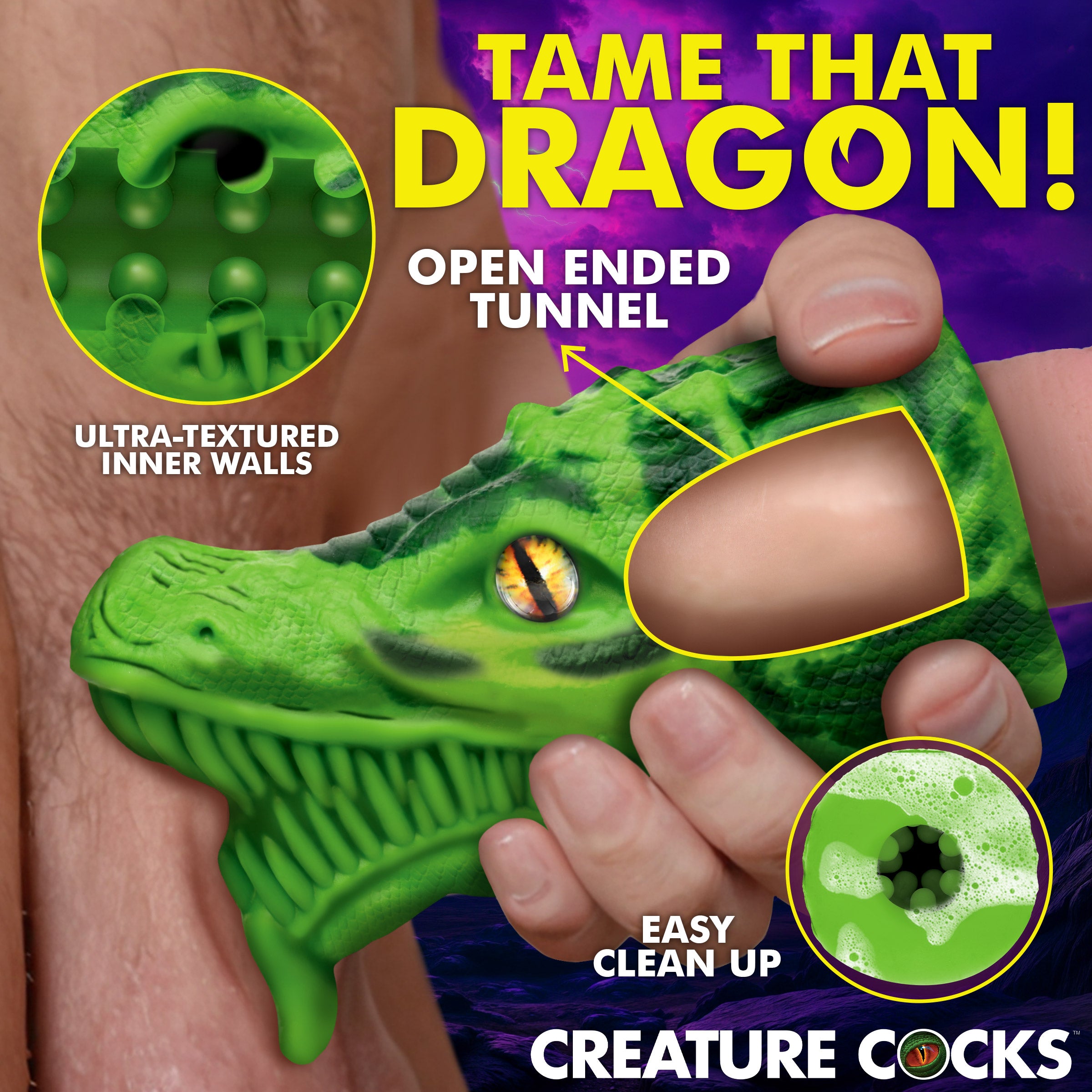 Creature Cocks Dragon Tamer Silicone Stroker - Green Green