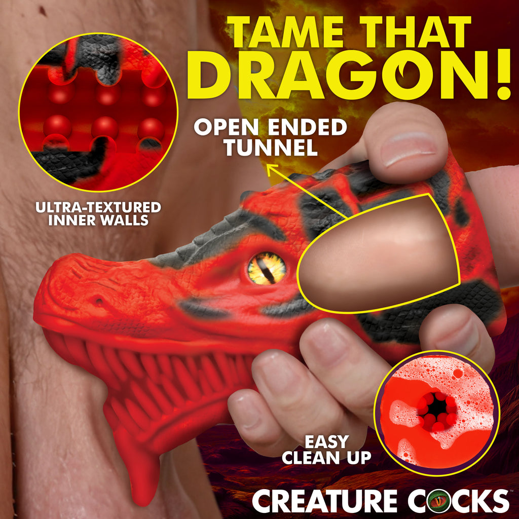 Creature Cocks Dragon Tamer Silicone Stroker - Green Red