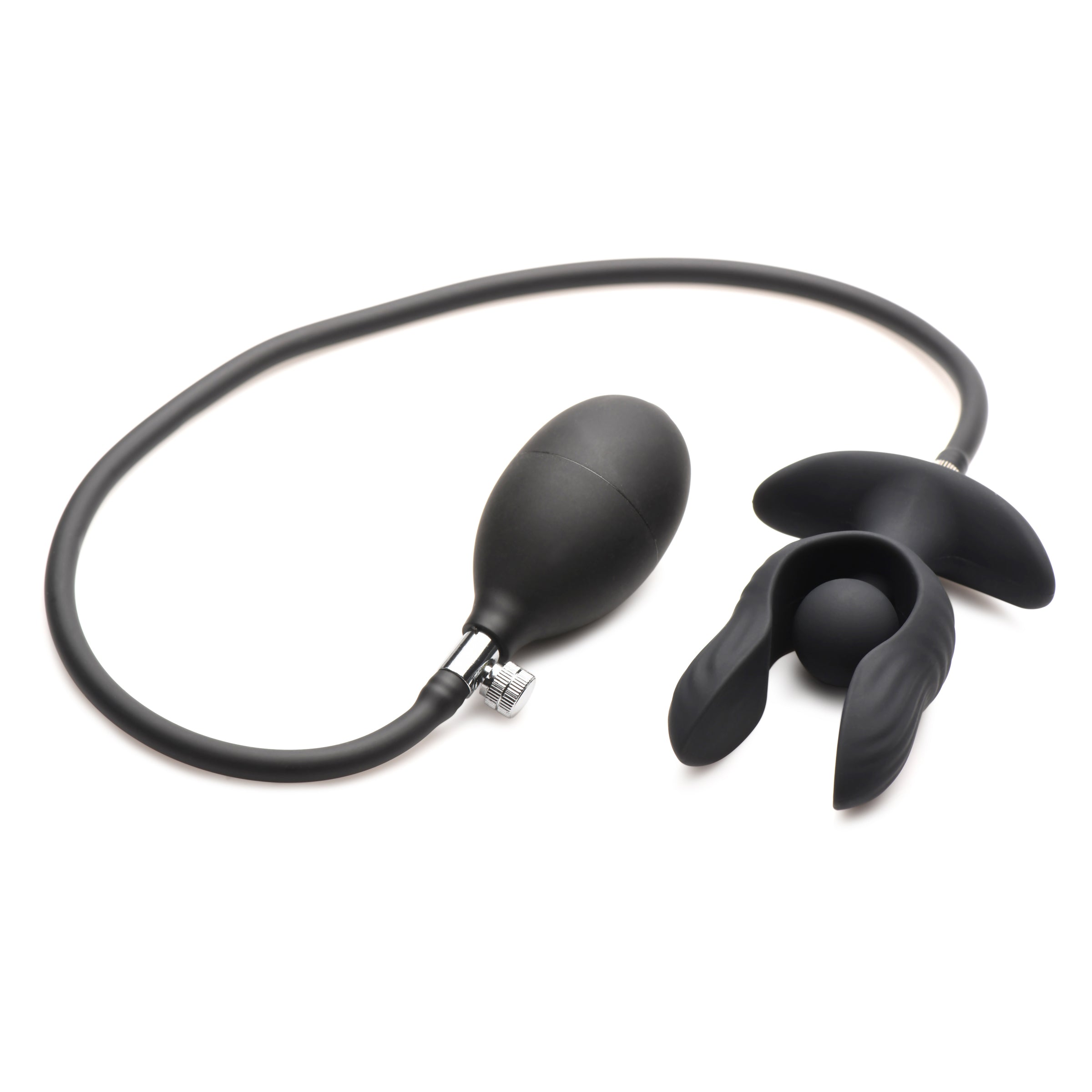 Master Series Dark Pearl Inflatable Vibrating Butt Plug Black