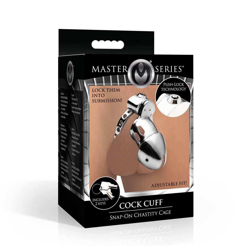 Master Series Cock Cuff Snap-on Chastity Cage Grey