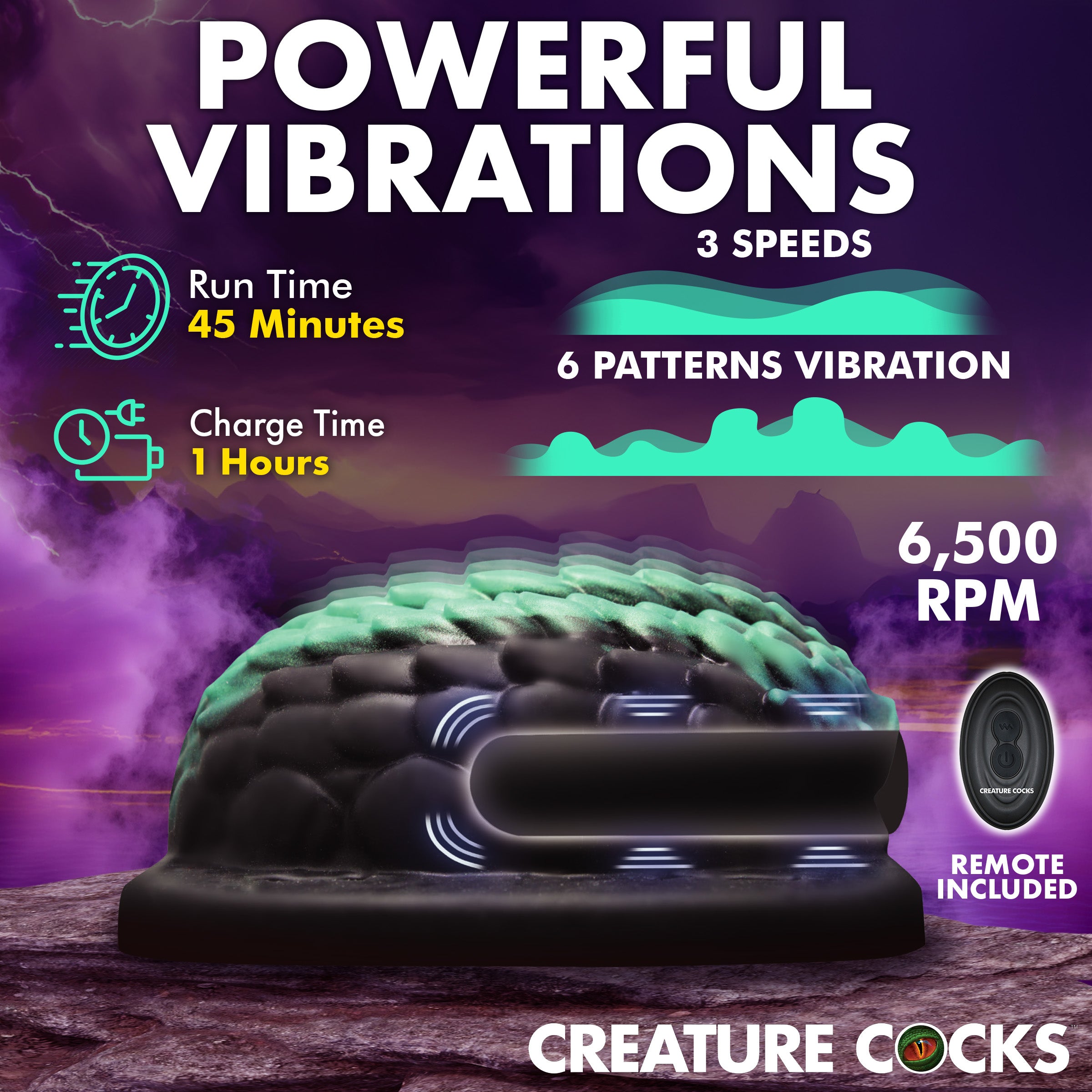 Creature Cocks Dragon Vibrating Silicone Grinder Green