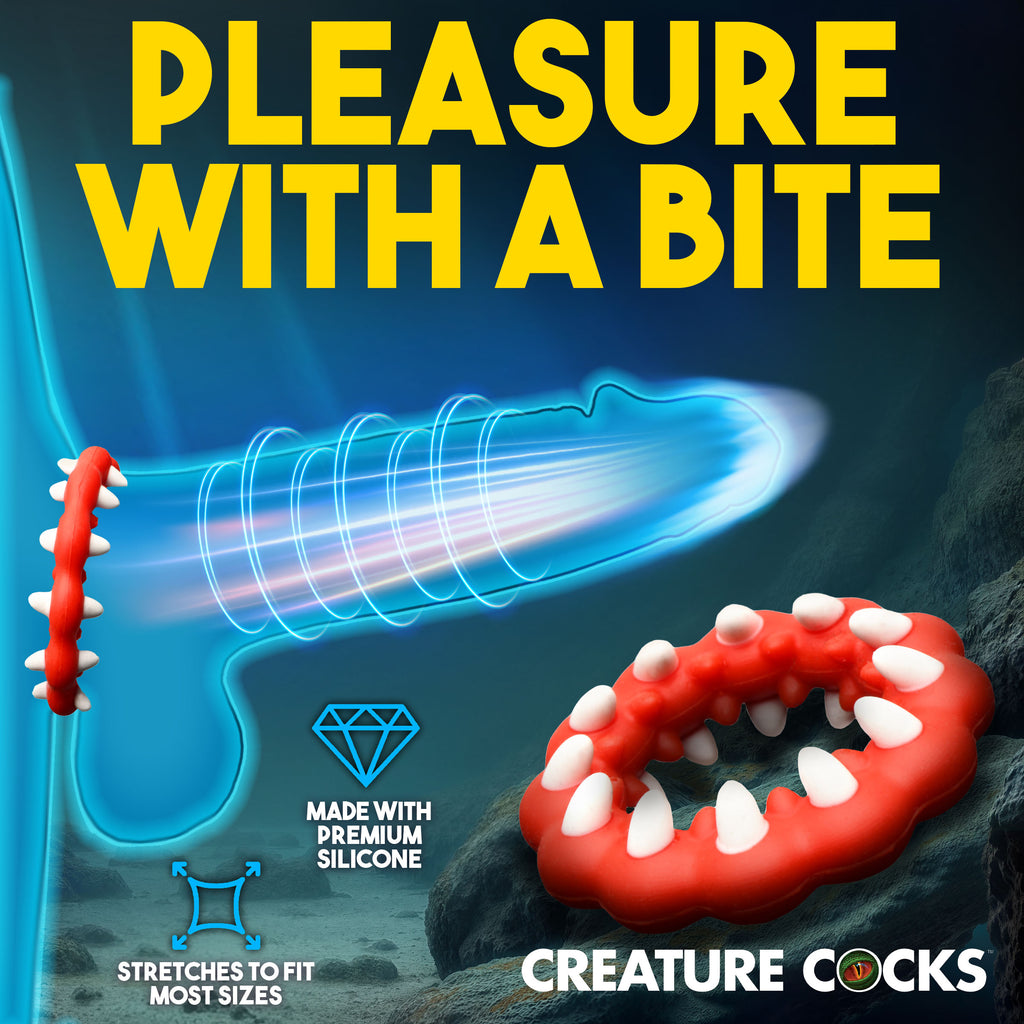 Creature Cocks Fangs Silicone Cock Ring Red