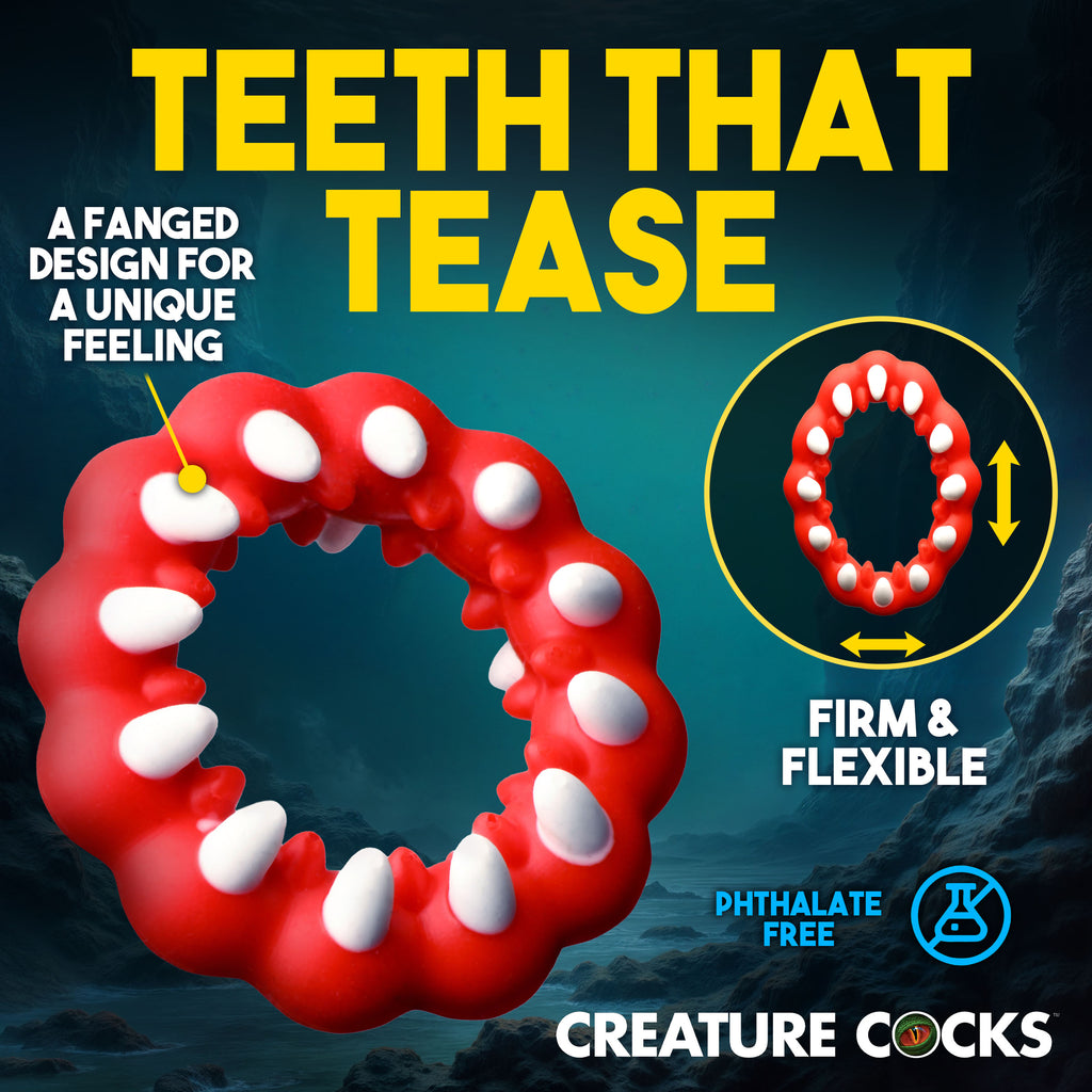 Creature Cocks Fangs Silicone Cock Ring Red