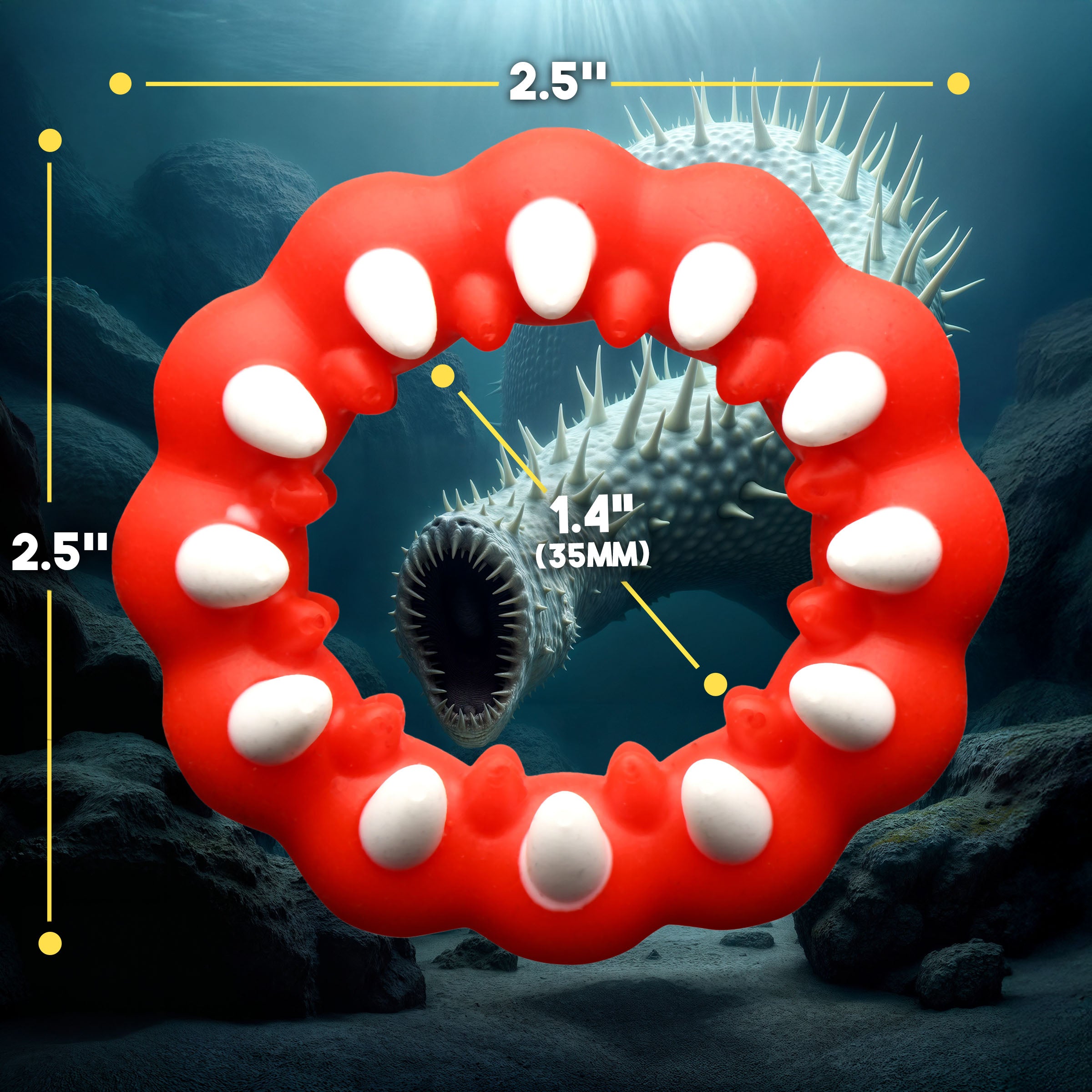 Creature Cocks Fangs Silicone Cock Ring Red