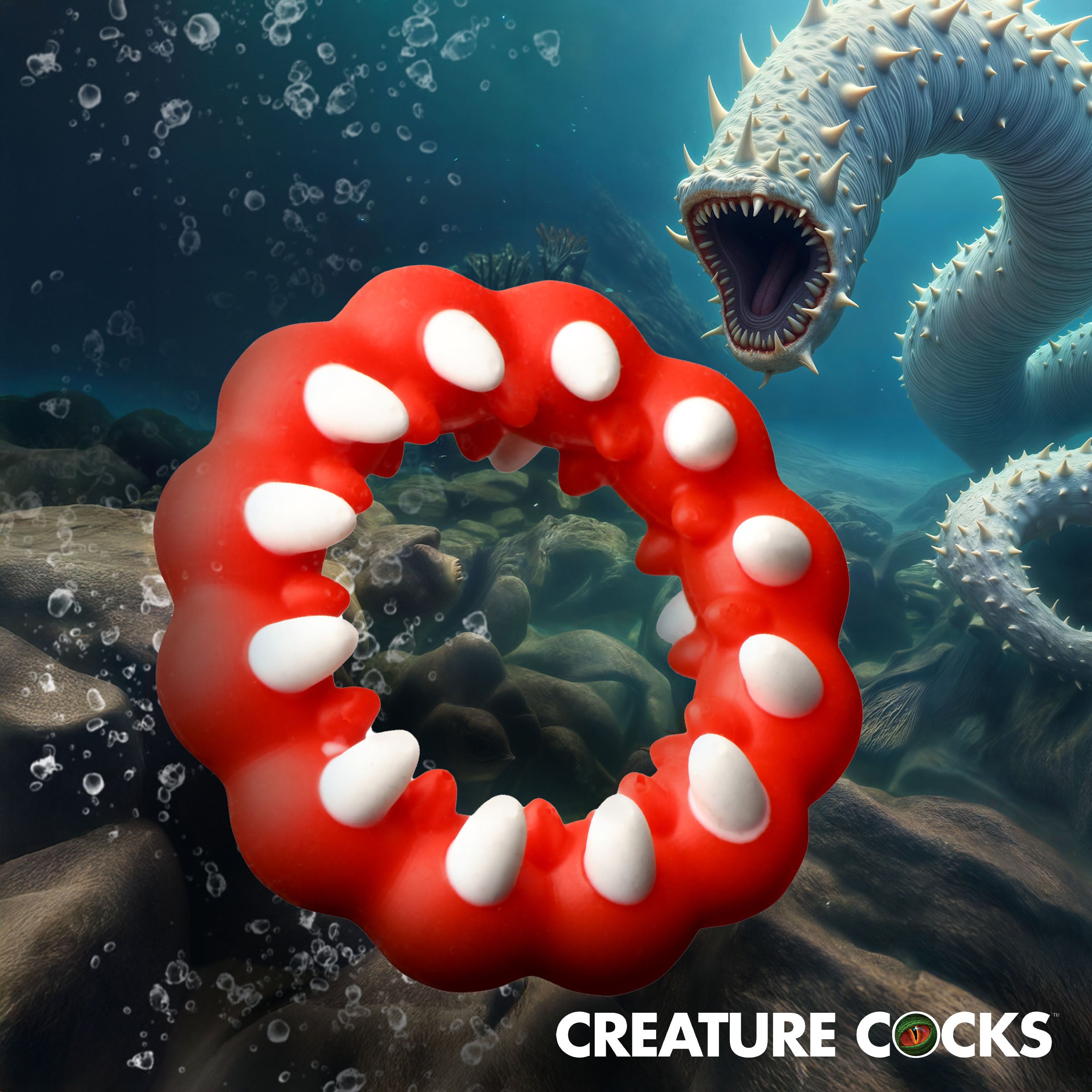 Creature Cocks Fangs Silicone Cock Ring Red