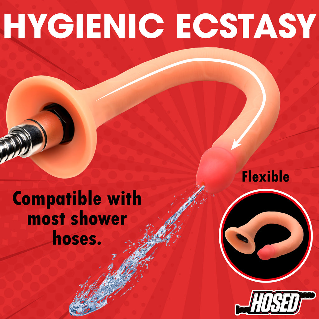 Hosed 12" Slim Silicone Enema Hose Flesh