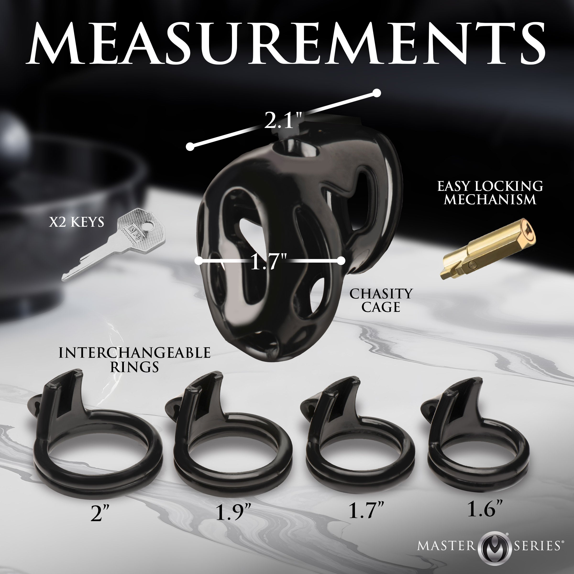 Master Series Hard Stop Chastity Cage Black