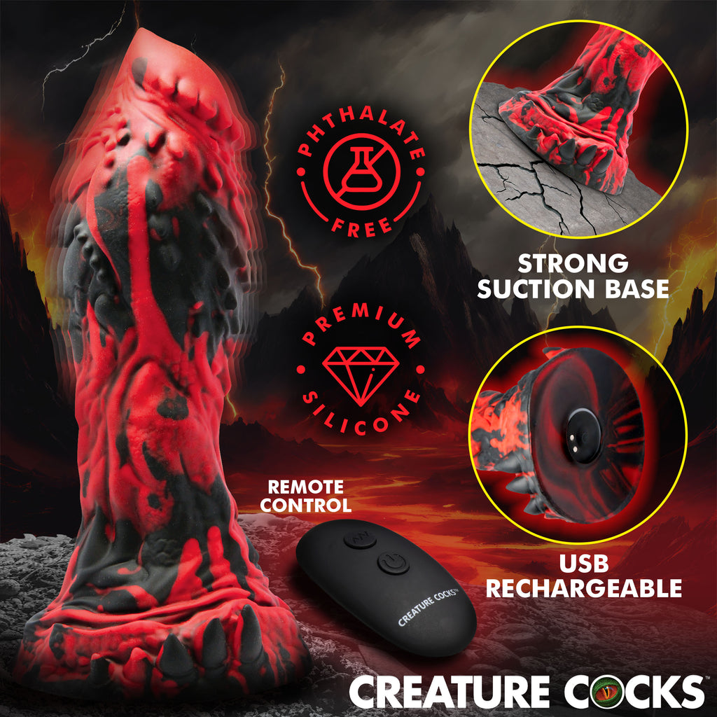 Creature Cocks Inferno Cock Vibrating Silicone Dildo Red