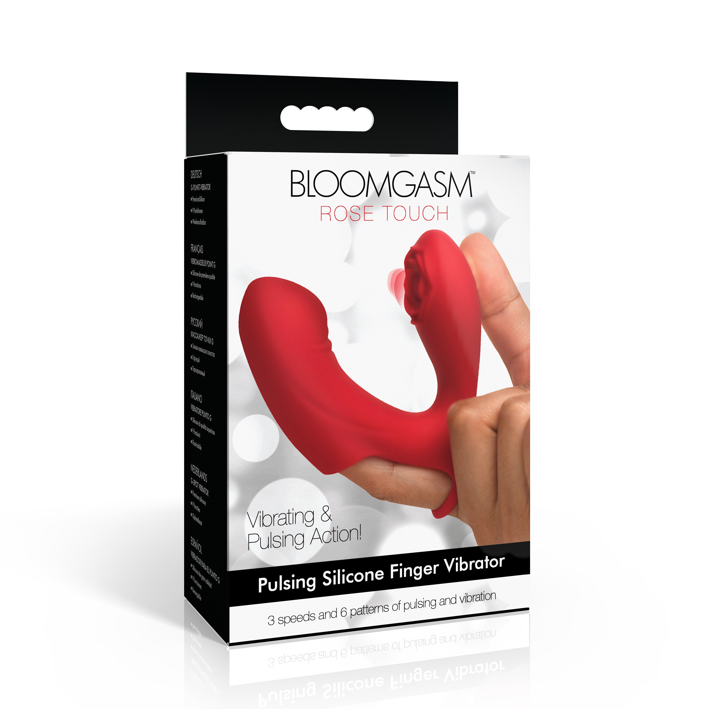 Bloomgasm Rose Touch Pulsing Silicone Finger Vibrator Red