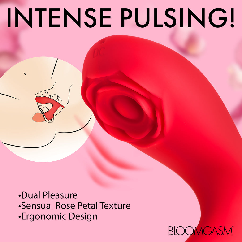 Bloomgasm Rose Touch Pulsing Silicone Finger Vibrator Red