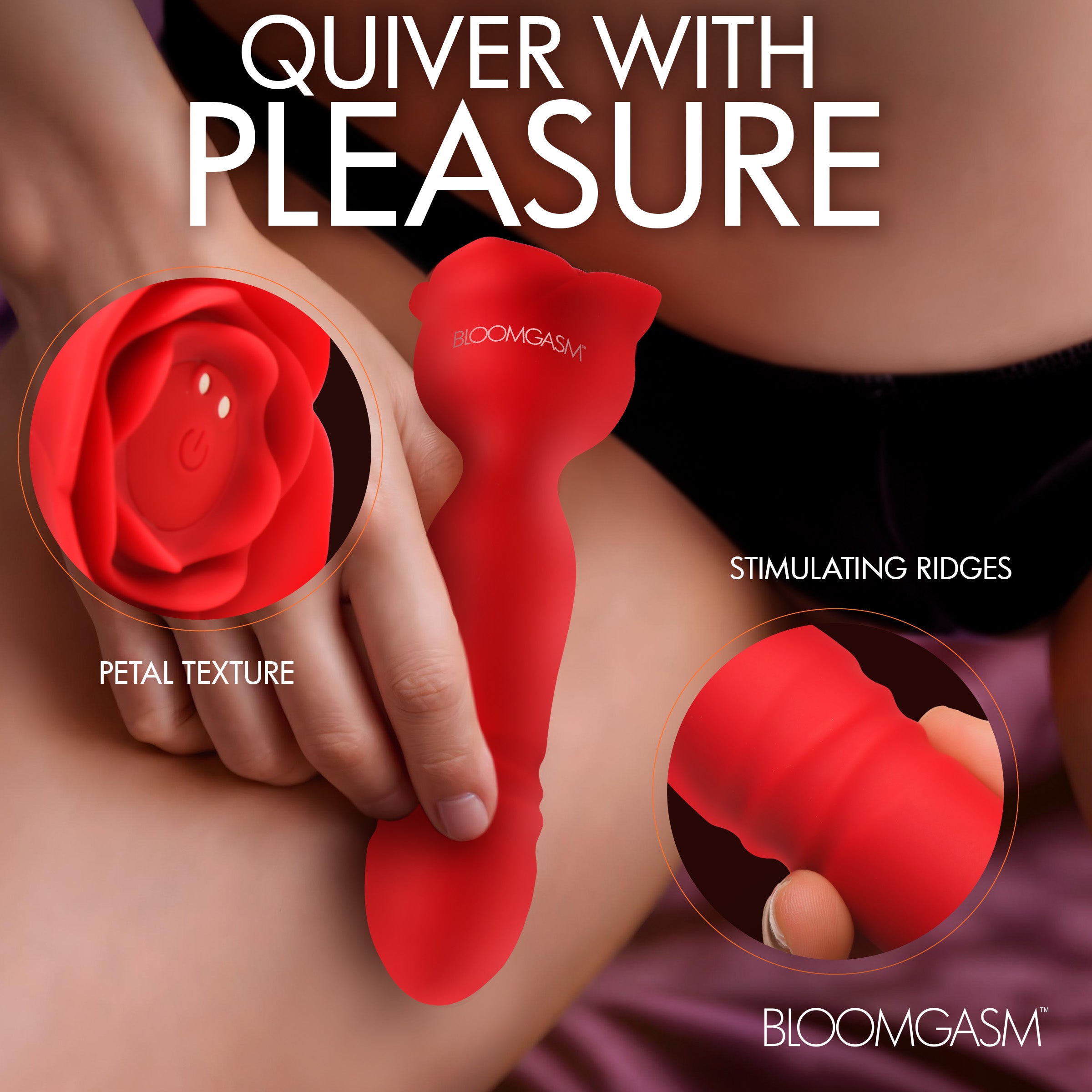 Bloomgasm Rose Delight Silicone Thrusting Vibrator Red