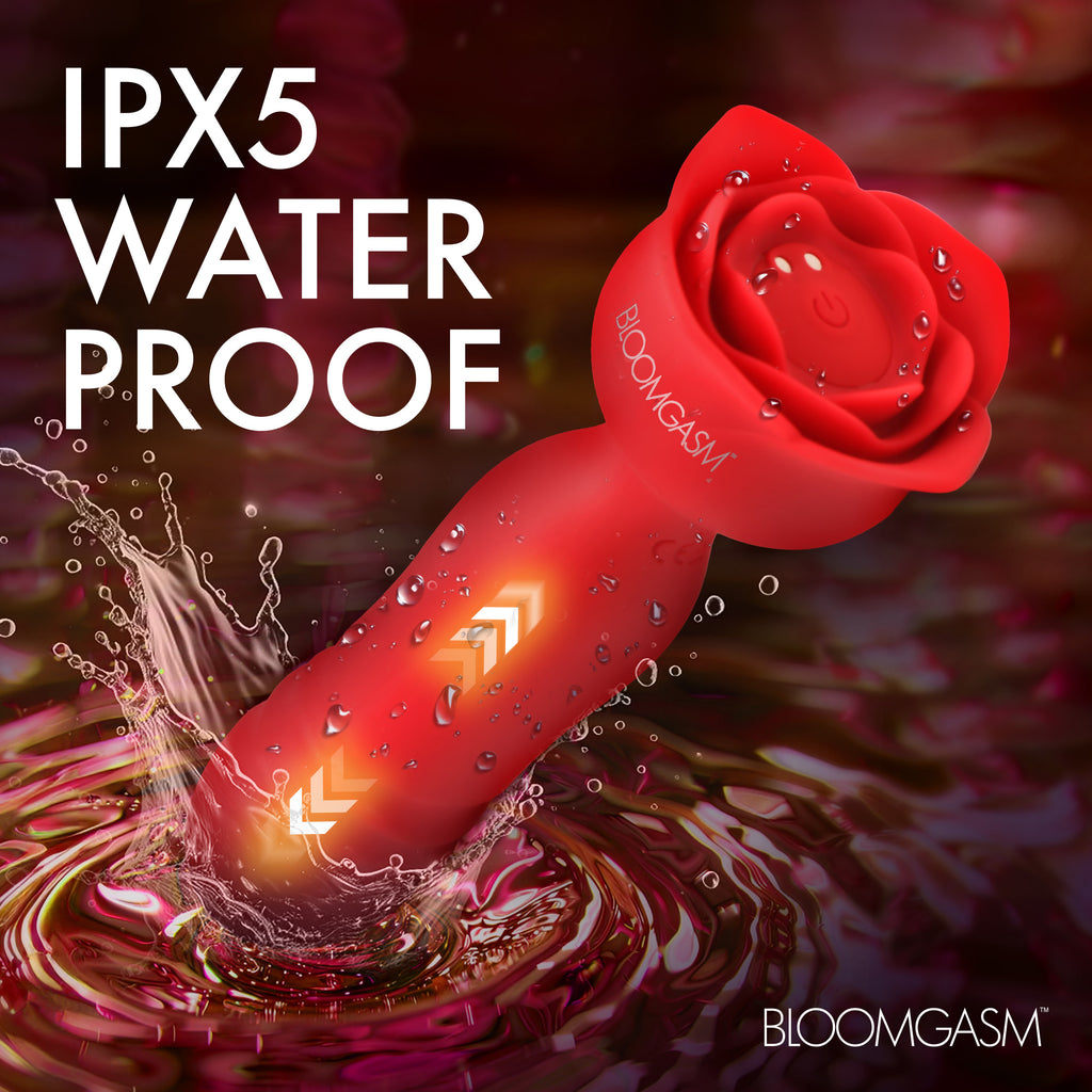 Bloomgasm Rose Delight Silicone Thrusting Vibrator Red