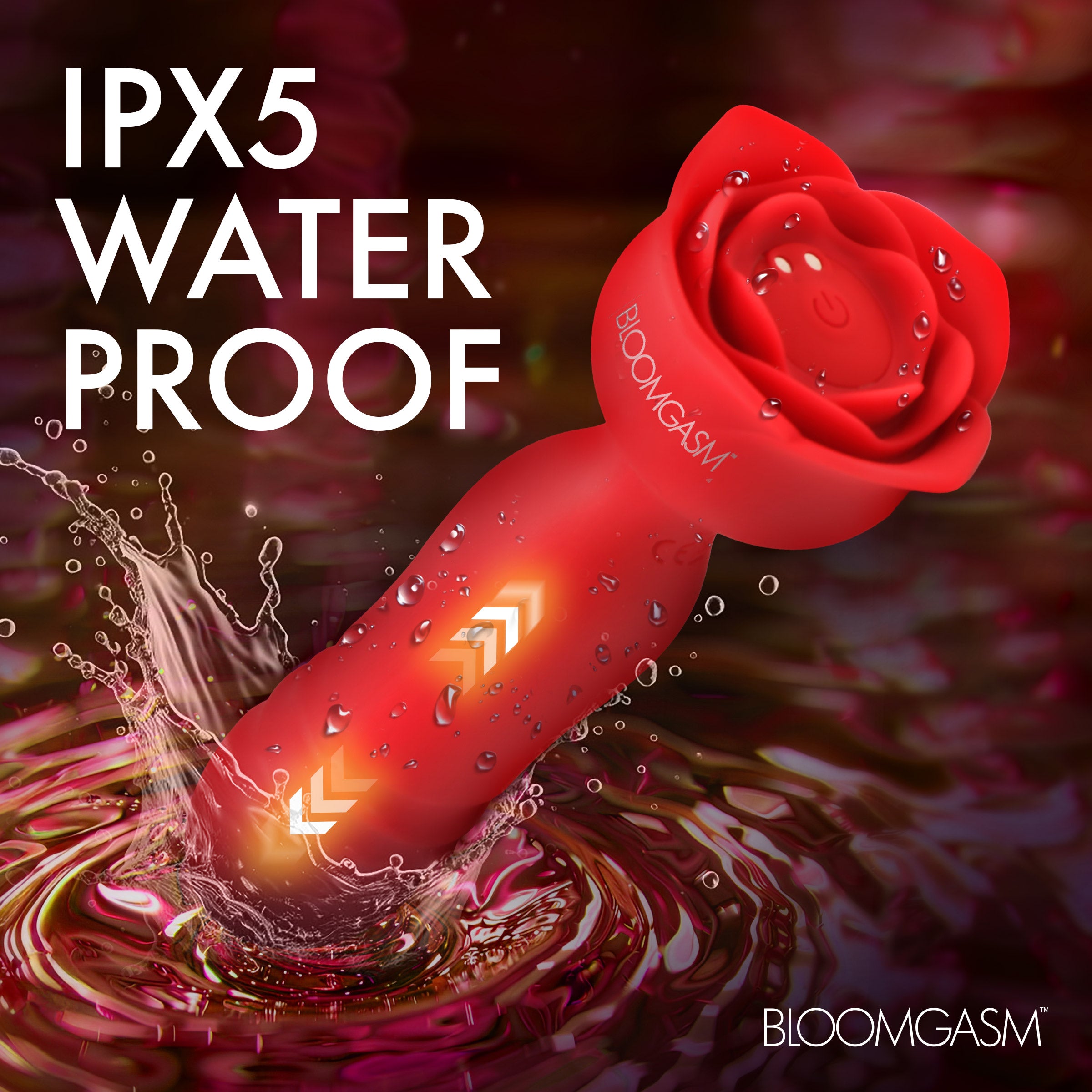 Bloomgasm Rose Delight Silicone Thrusting Vibrator Red