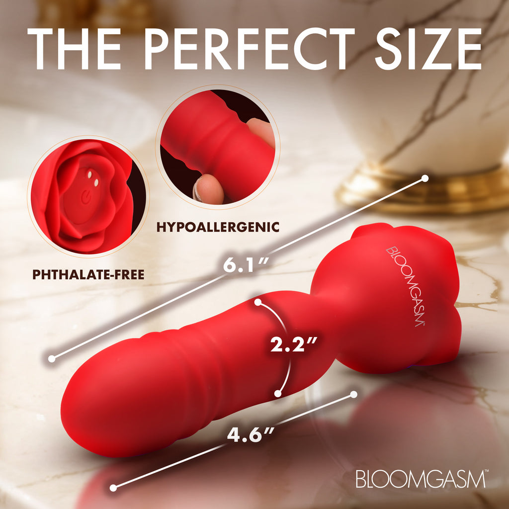 Bloomgasm Rose Delight Silicone Thrusting Vibrator Red