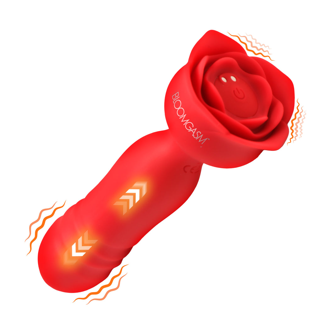 Bloomgasm Rose Delight Silicone Thrusting Vibrator Red