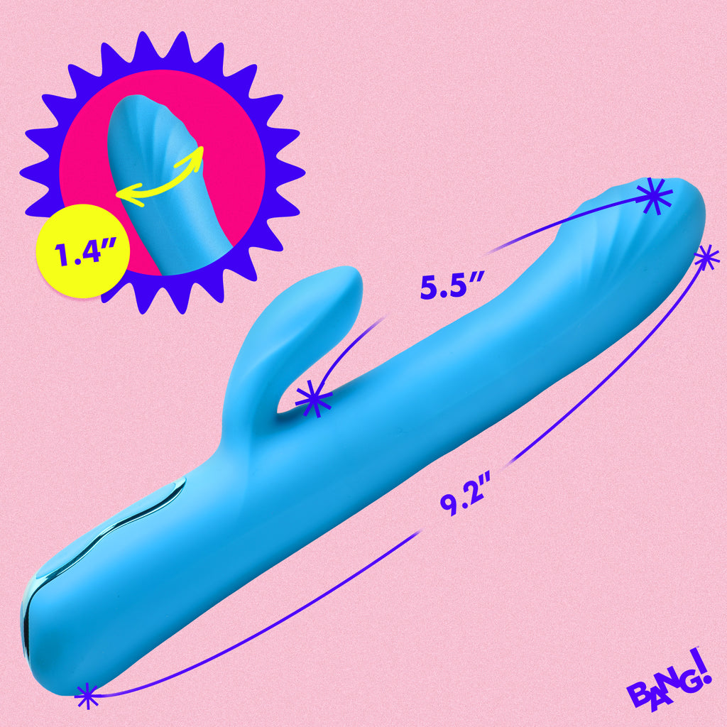 Bang! Rotating Beaded Silicone Rabbit Vibrator Blue