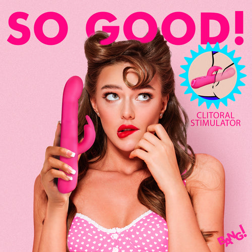 Bang! Come-Hither Beaded Silicone Rabbit Vibrator Pink