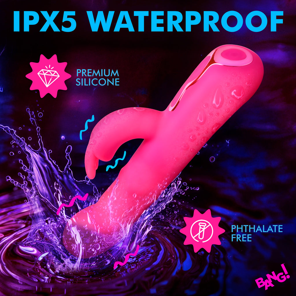 Bang! Come-Hither Beaded Silicone Rabbit Vibrator Pink