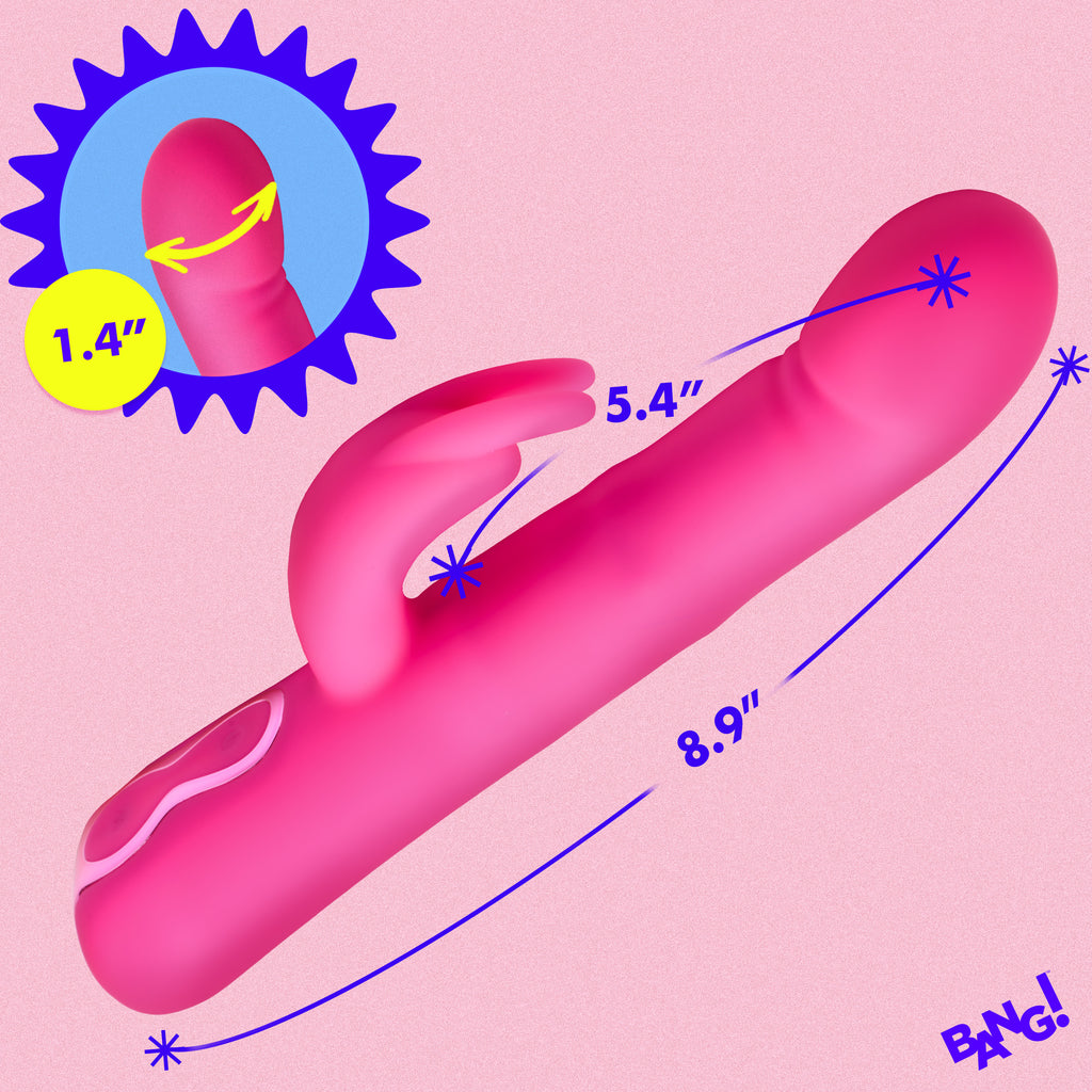 Bang! Come-Hither Beaded Silicone Rabbit Vibrator Pink