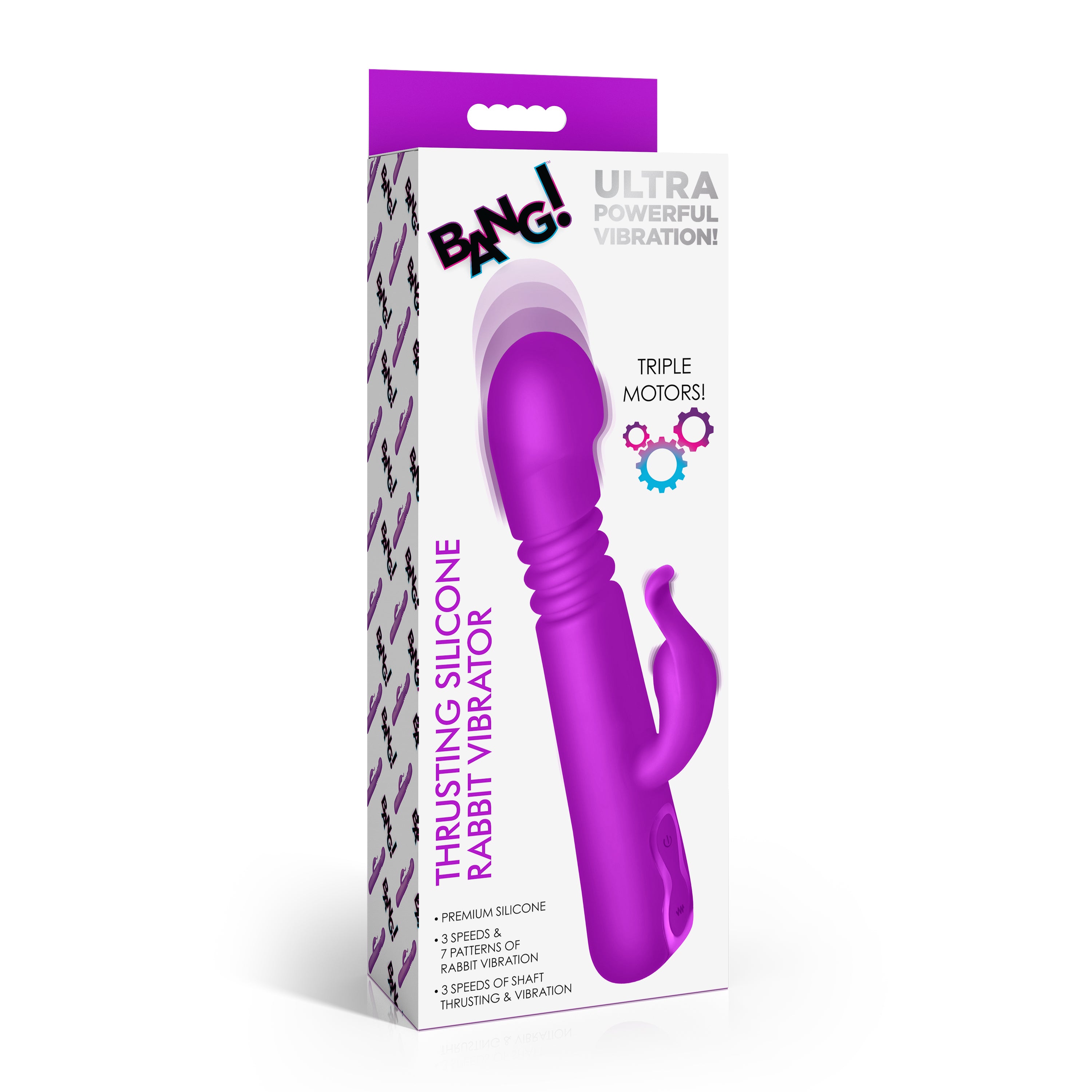 Bang! Thrusting Silicone Rabbit Vibrator Purple