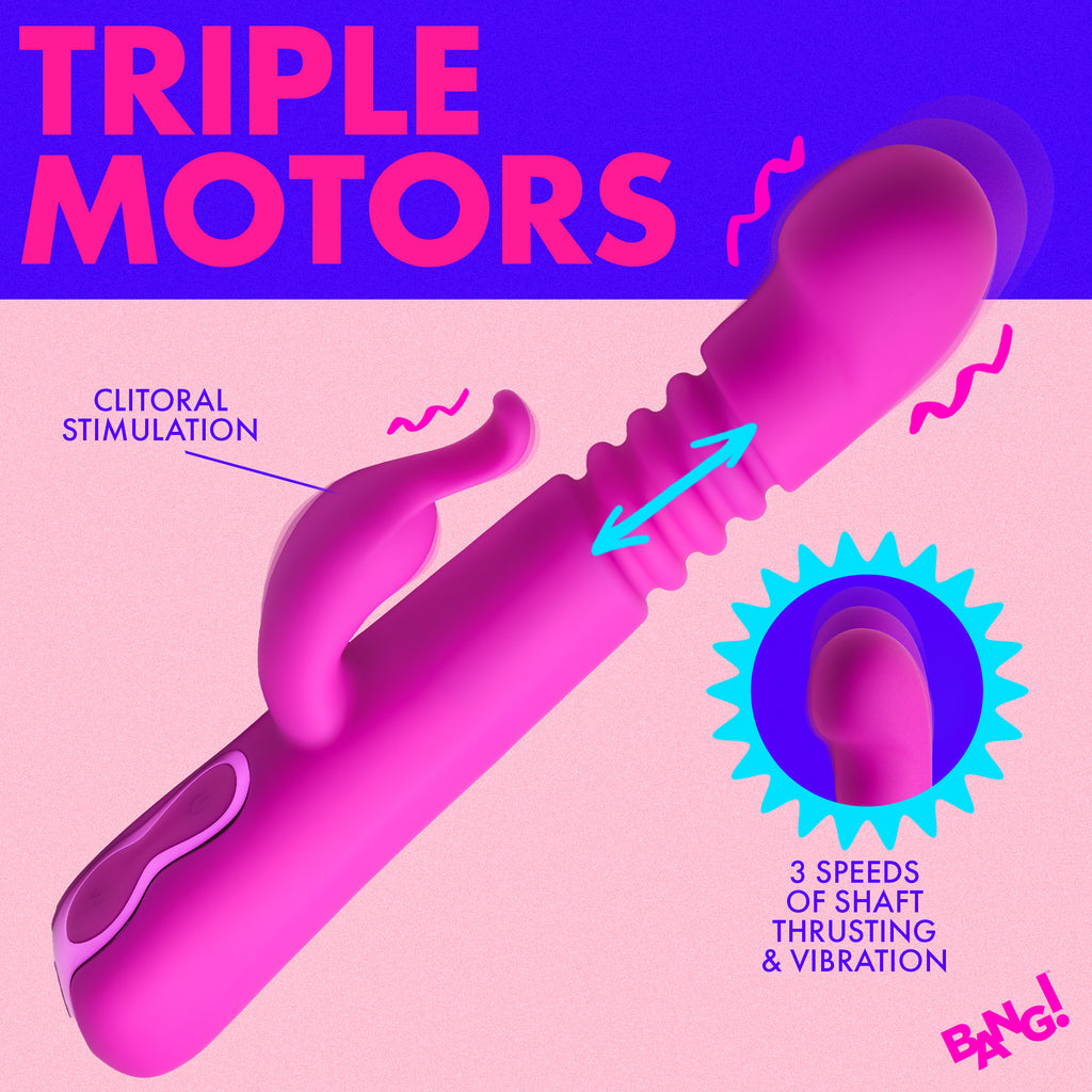 Bang! Thrusting Silicone Rabbit Vibrator Purple