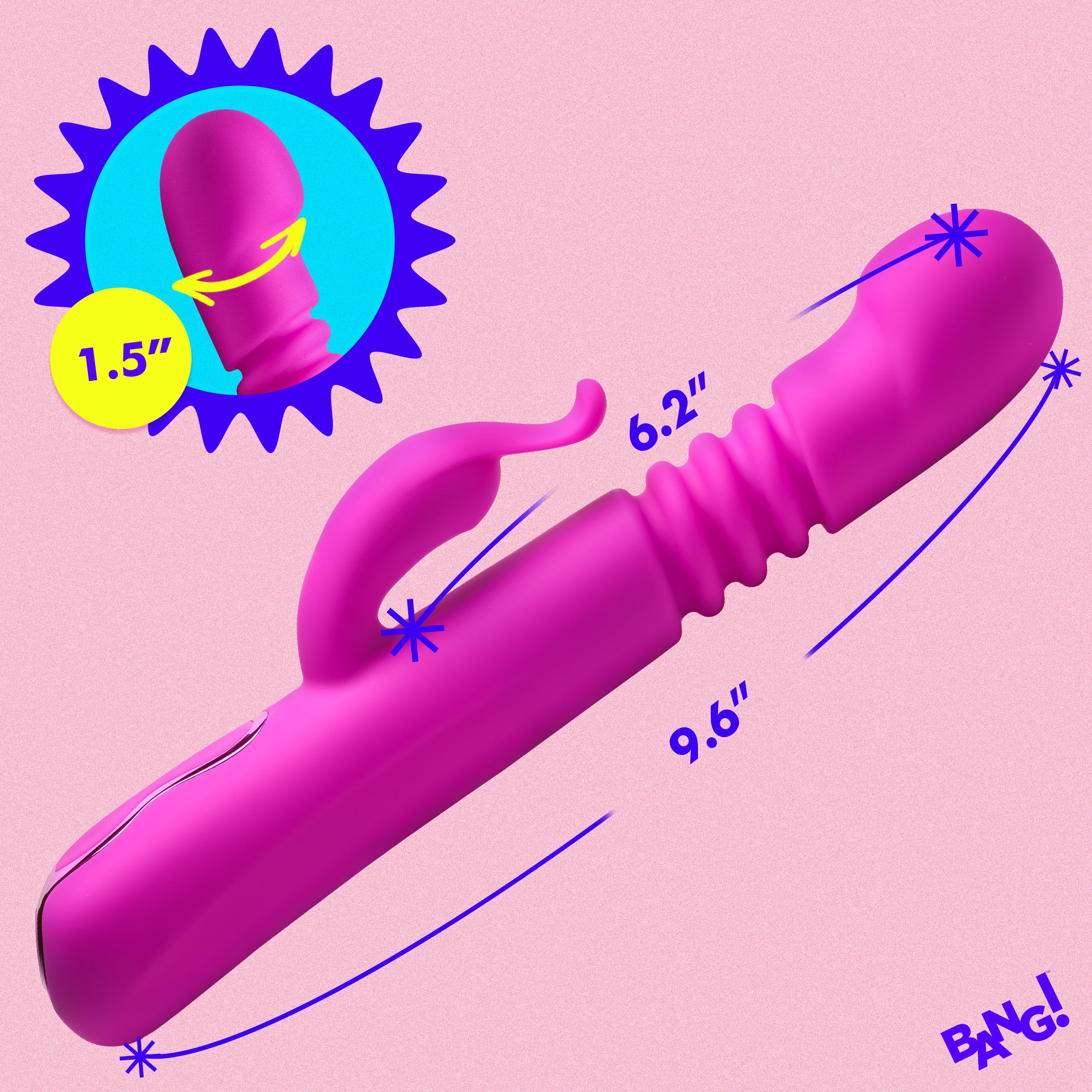 Bang! Thrusting Silicone Rabbit Vibrator Purple