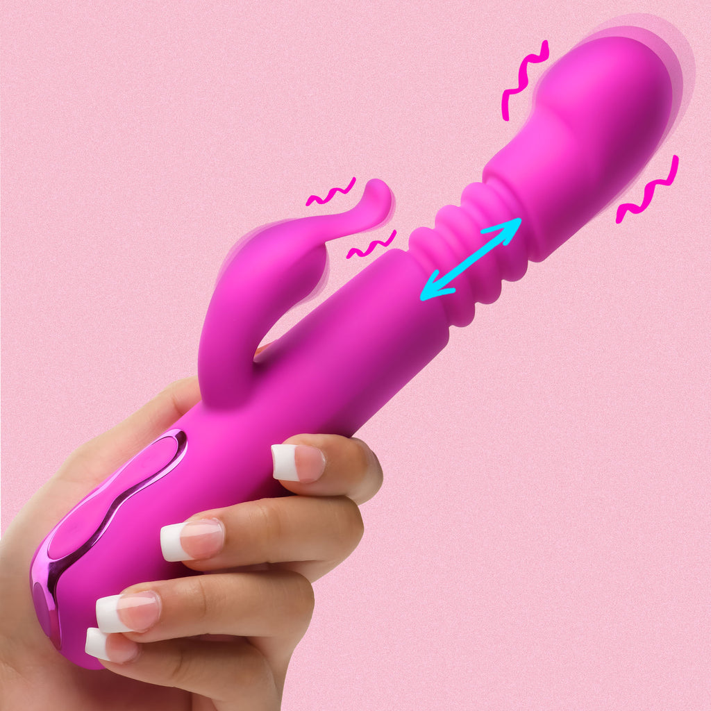 Bang! Thrusting Silicone Rabbit Vibrator Purple