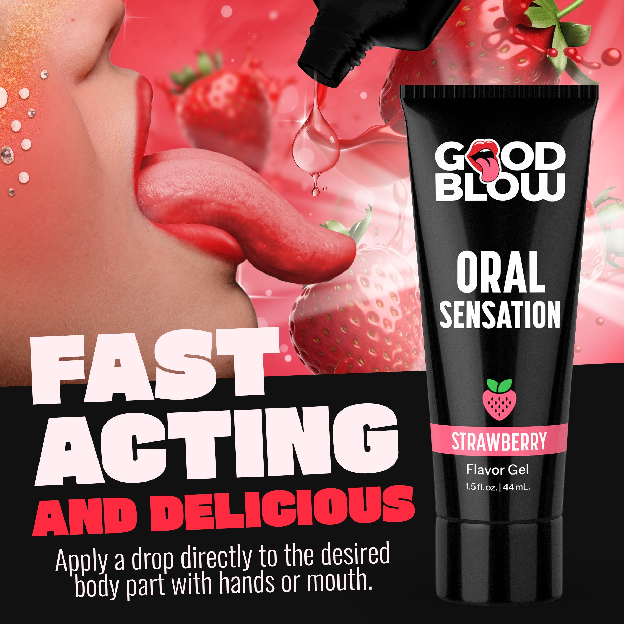 Good Blow Oral Sensation Flavor Gel POP Display Strawberry/Cotton Candy Multi
