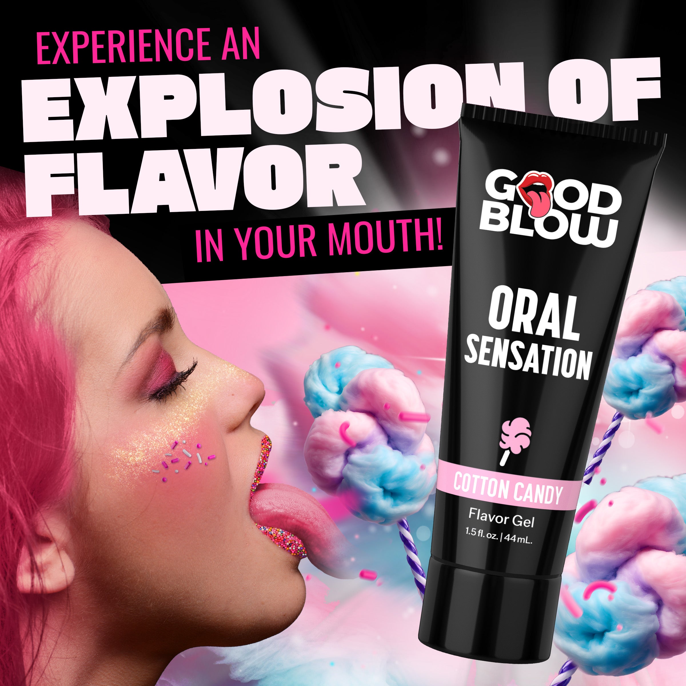 Good Blow Oral Sensation Flavor Gel POP Display Strawberry/Cotton Candy Multi