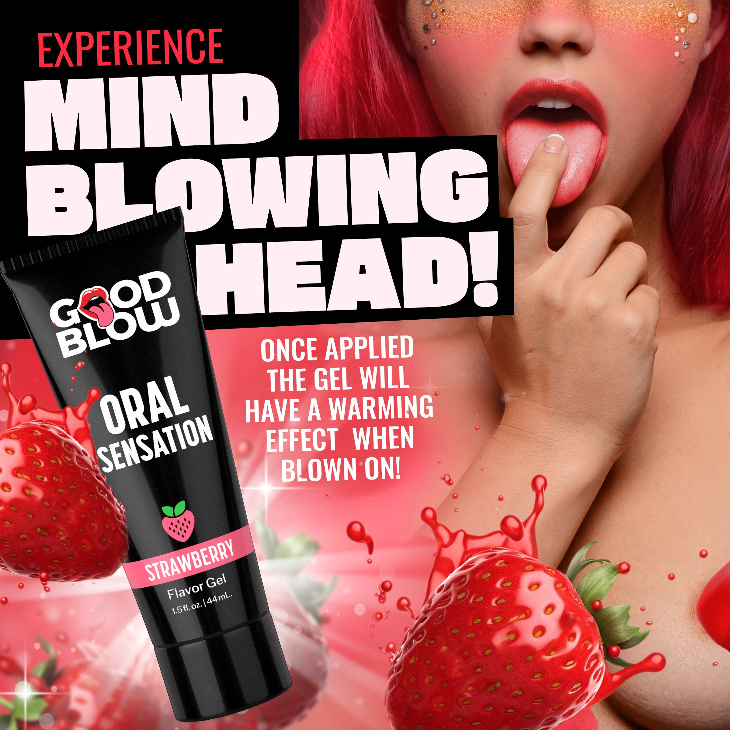 Good Blow Oral Sensation Flavor Gel POP Display Strawberry/Cotton Candy Multi