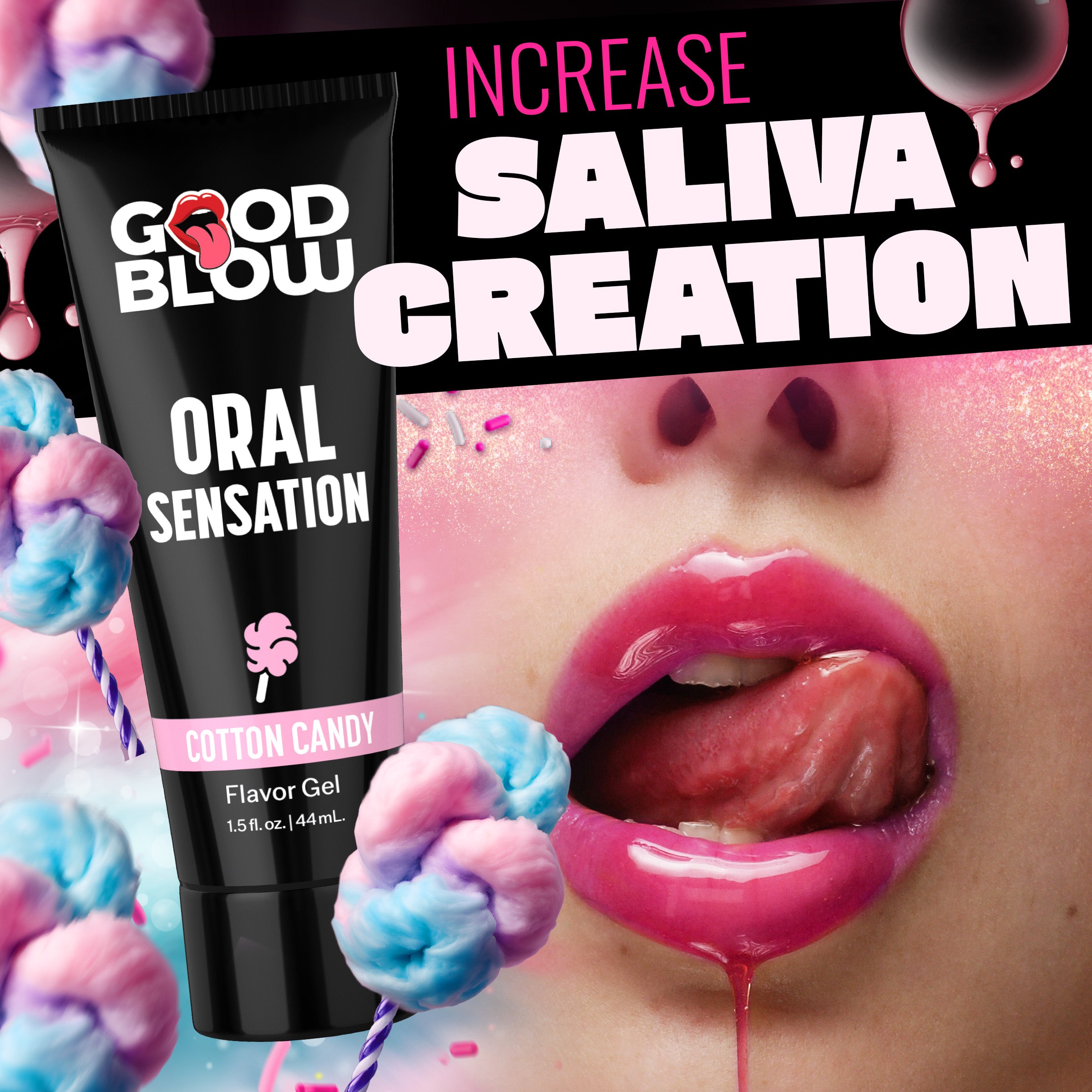 Good Blow Oral Sensation Flavor Gel POP Display Strawberry/Cotton Candy Multi