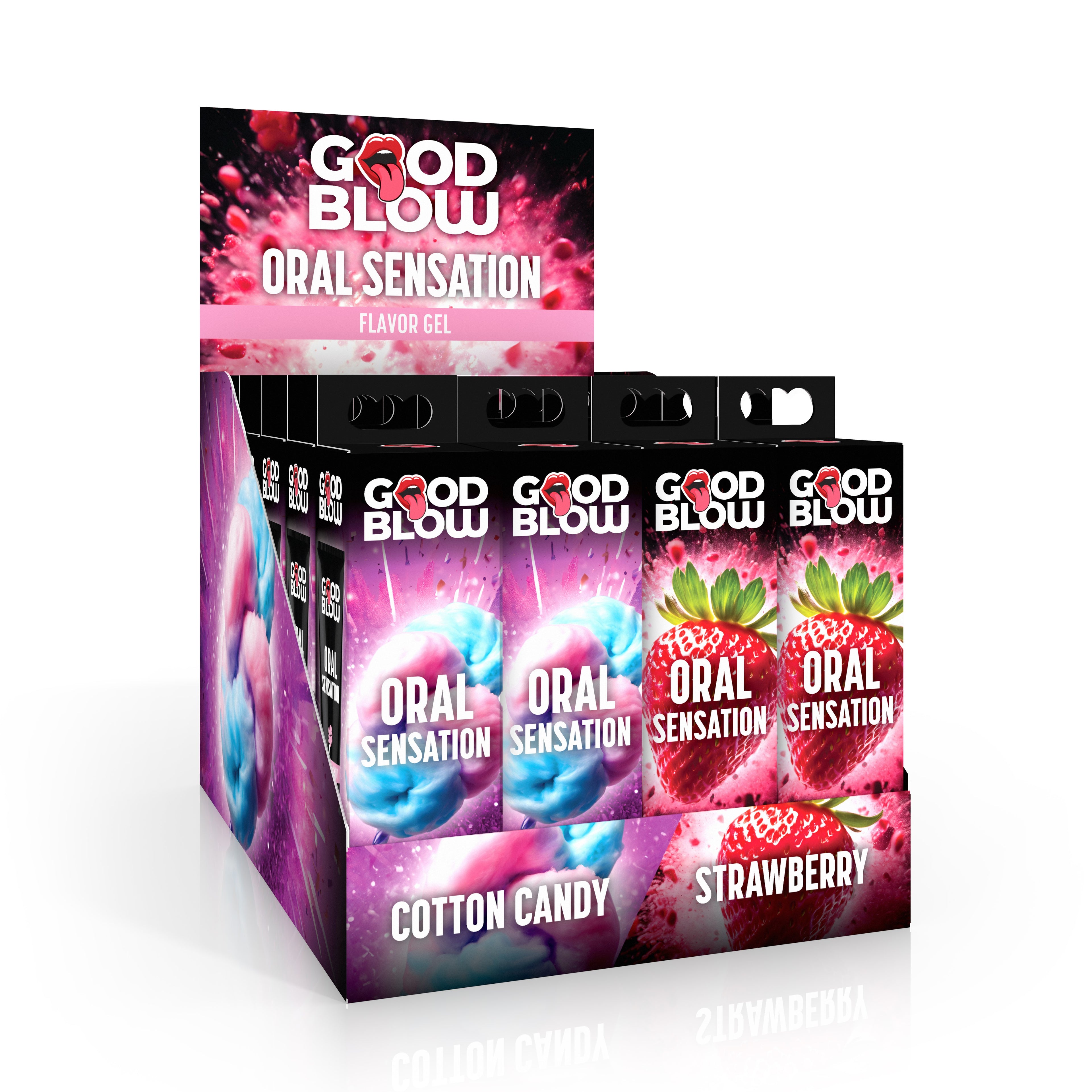 Good Blow Oral Sensation Flavor Gel POP Display Strawberry/Cotton Candy Multi