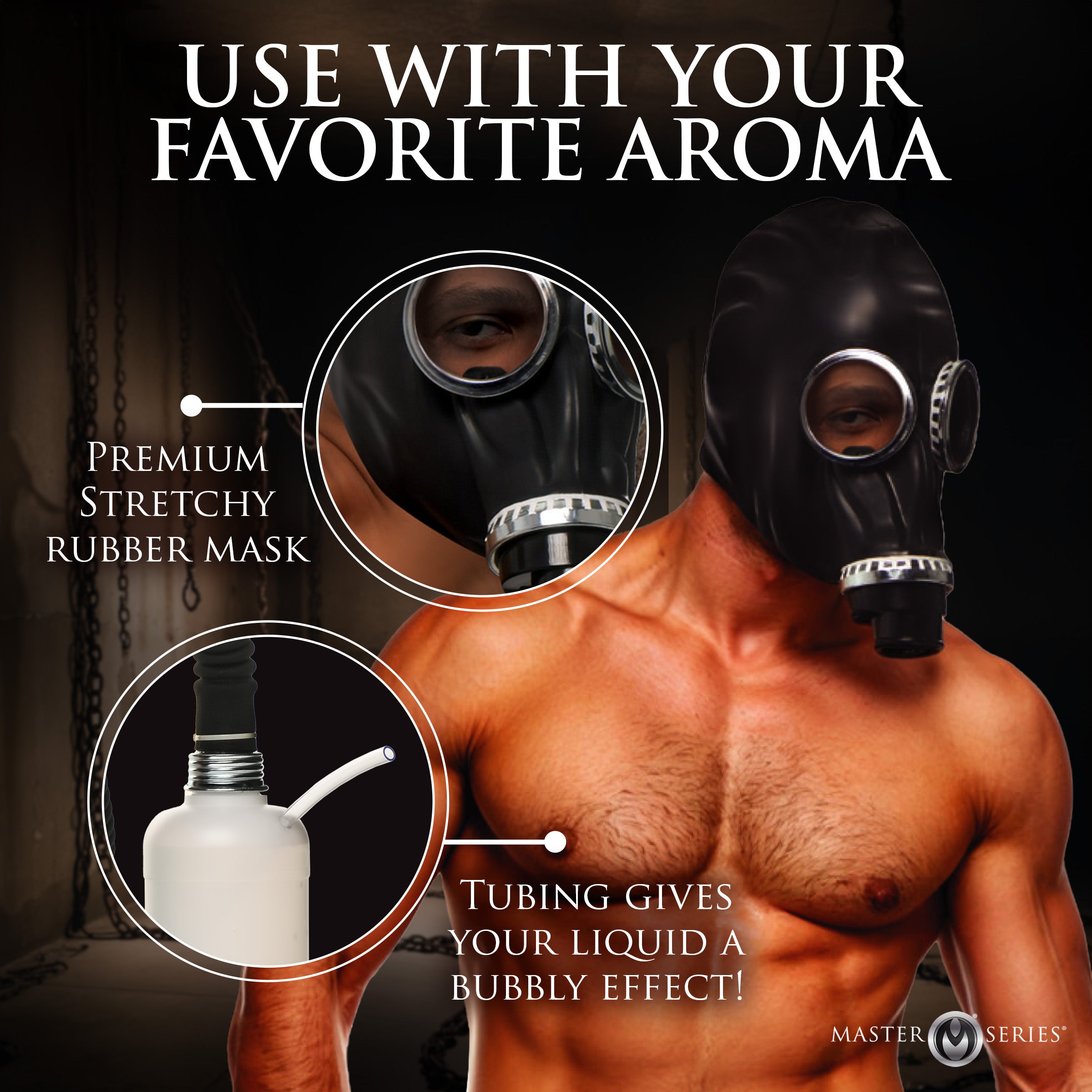 Master Series Dark Inhaler Gas Mask with Bottle Black