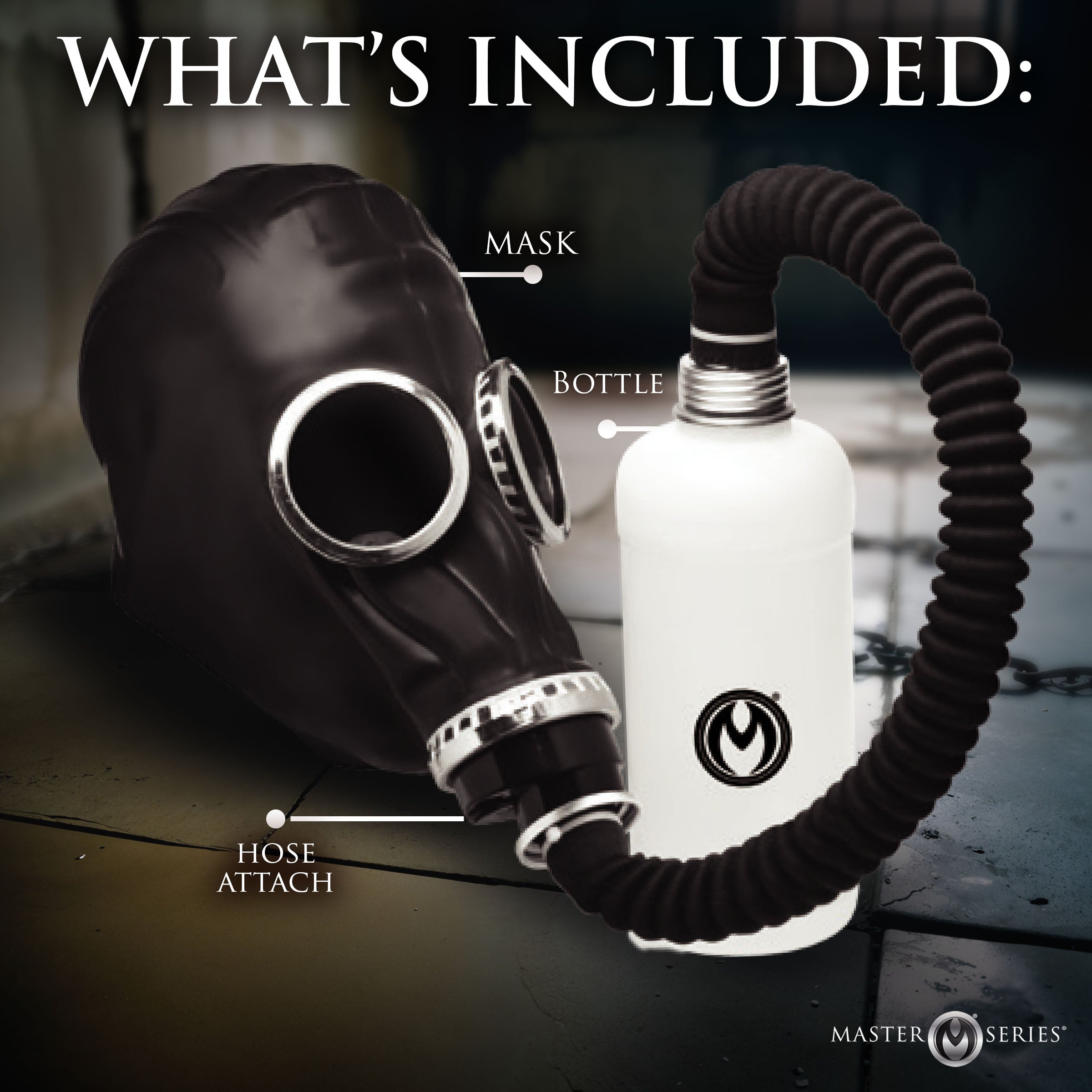 Master Series Dark Inhaler Gas Mask with Bottle Black
