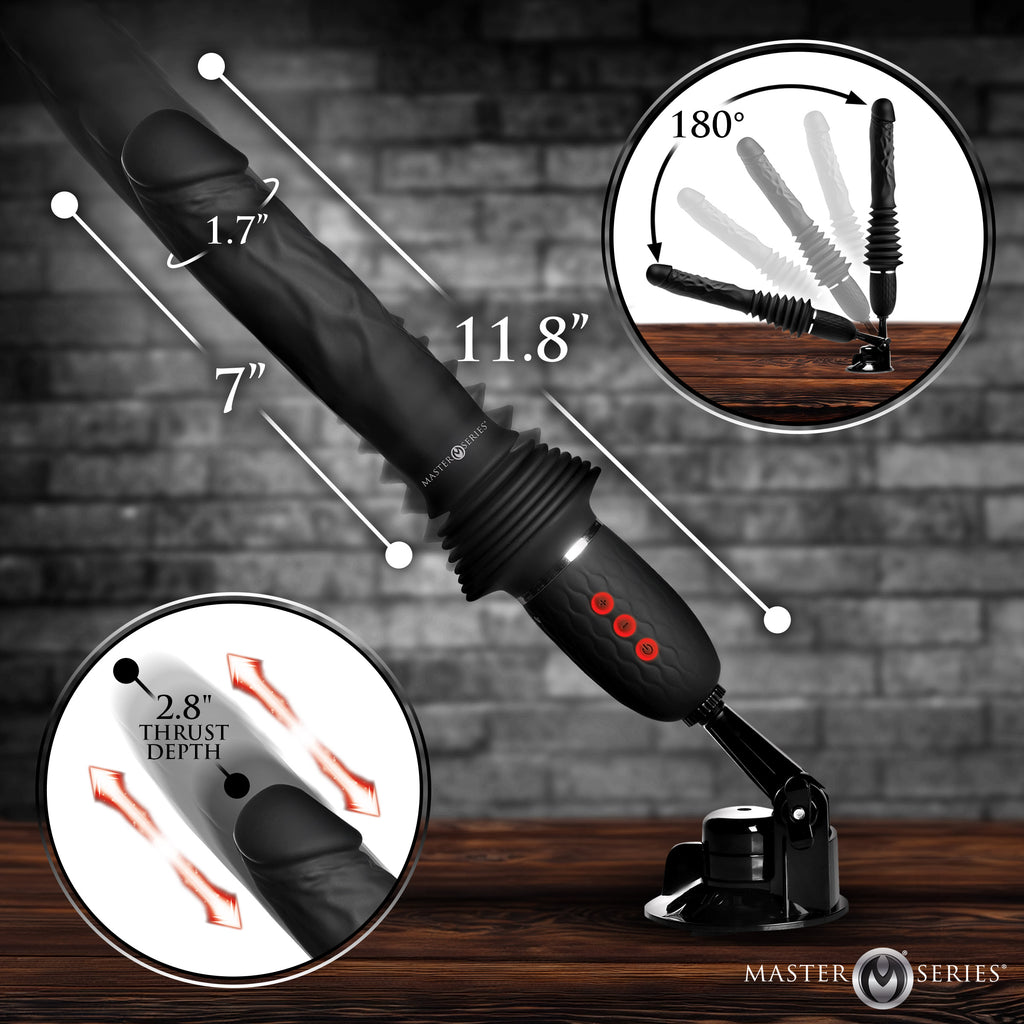 Master Series Ultimate Power Pounder Vibrating & Thrusting Silicone Dildo w/ Remote Black
