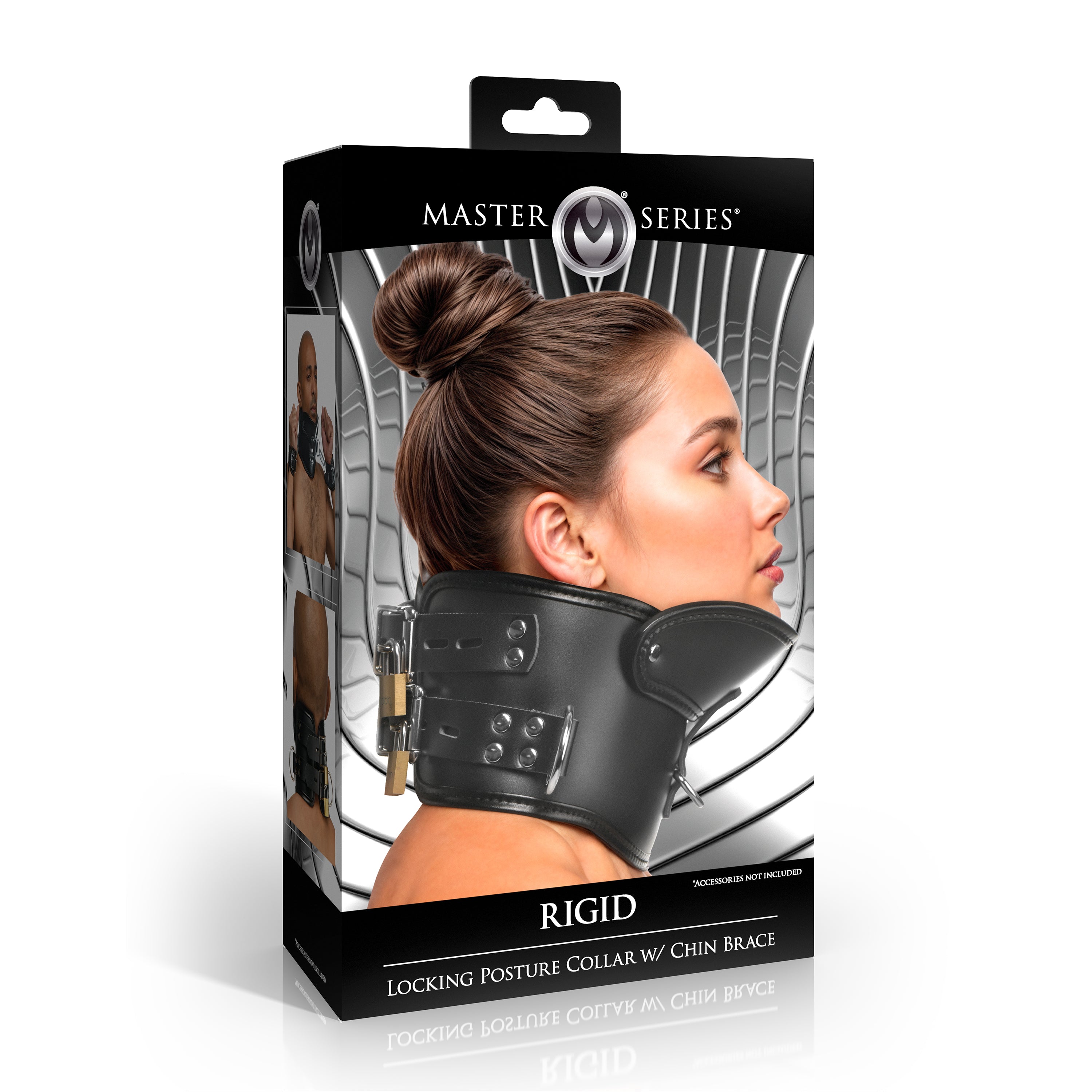 Master Series Rigid Locking Posture Collar w/ Chin Brace Black