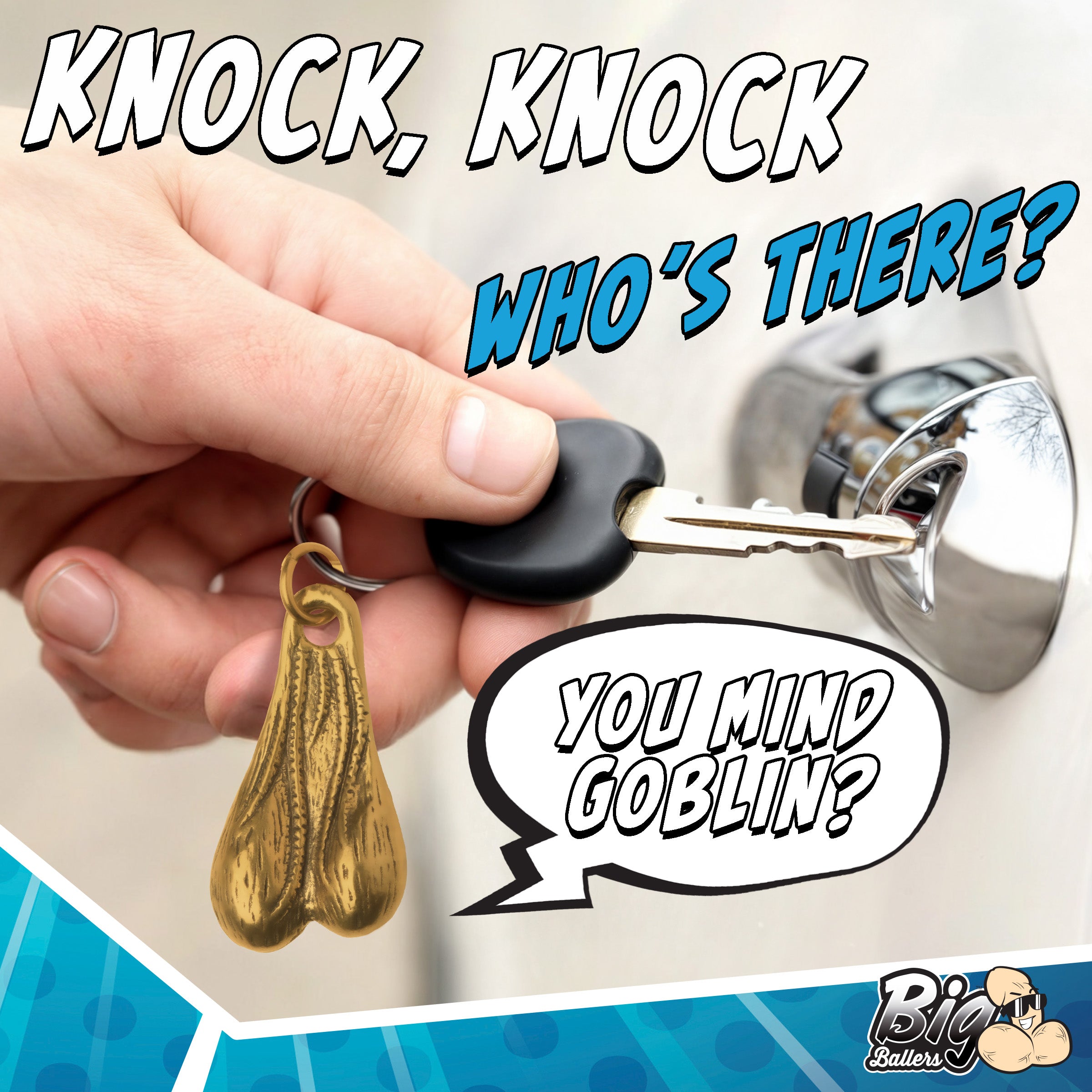 Big Ballers Big Ballers Brass Nuts Keychain Yellow