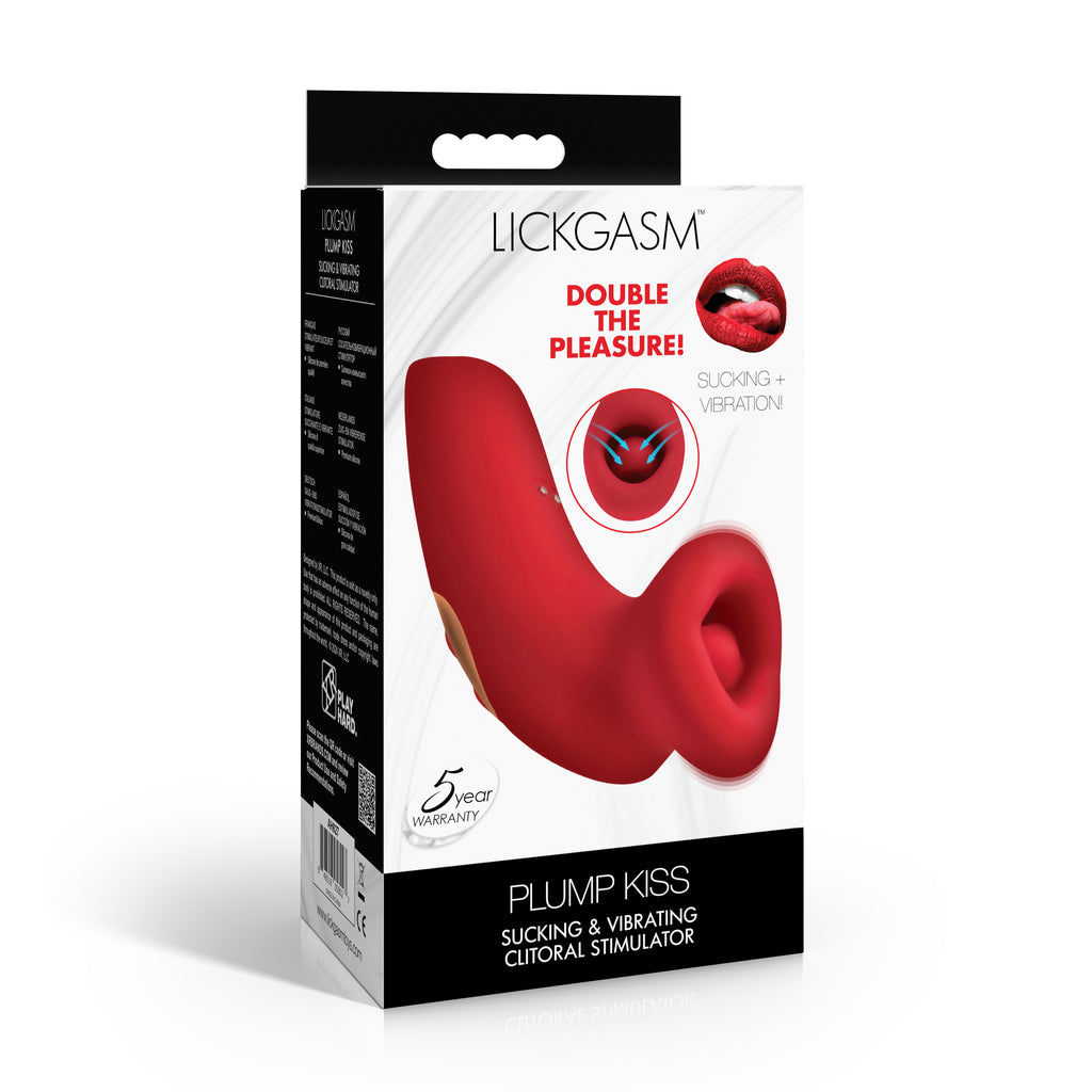 Lickgasm Plump Kiss Sucking and Vibrating Clitoral Stimulator Red