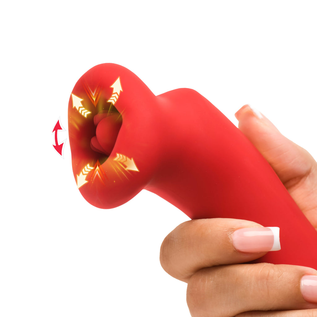 Lickgasm Plump Kiss Sucking and Vibrating Clitoral Stimulator Red