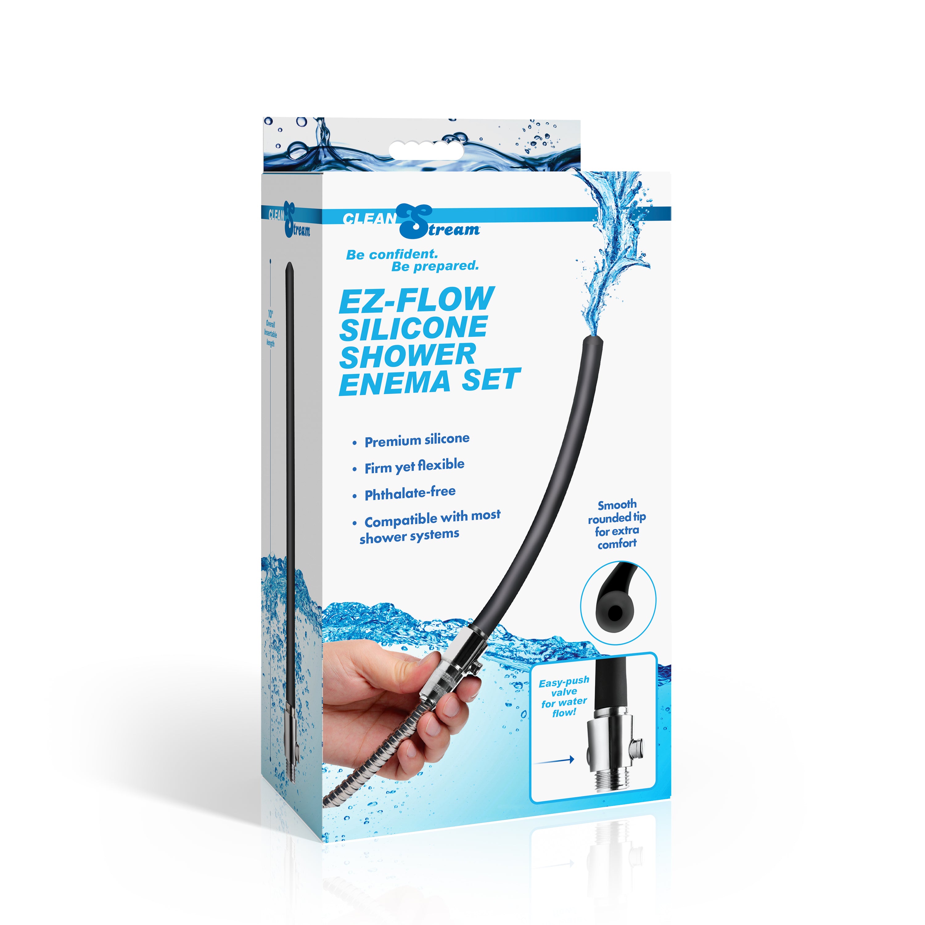 CleanStream EZ-Flow Silicone Shower Enema Set Black