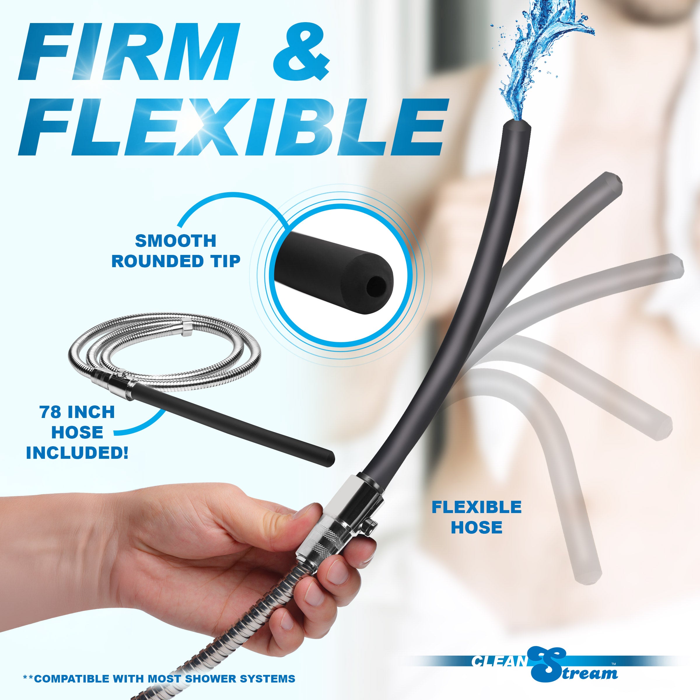 CleanStream EZ-Flow Silicone Shower Enema Set Black