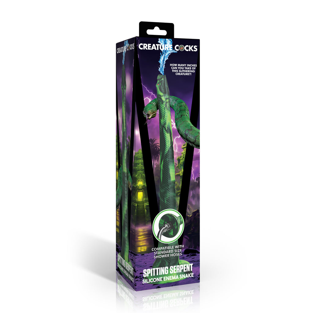 Creature Cocks Spitting Serpent Silicone Enema Snake Green