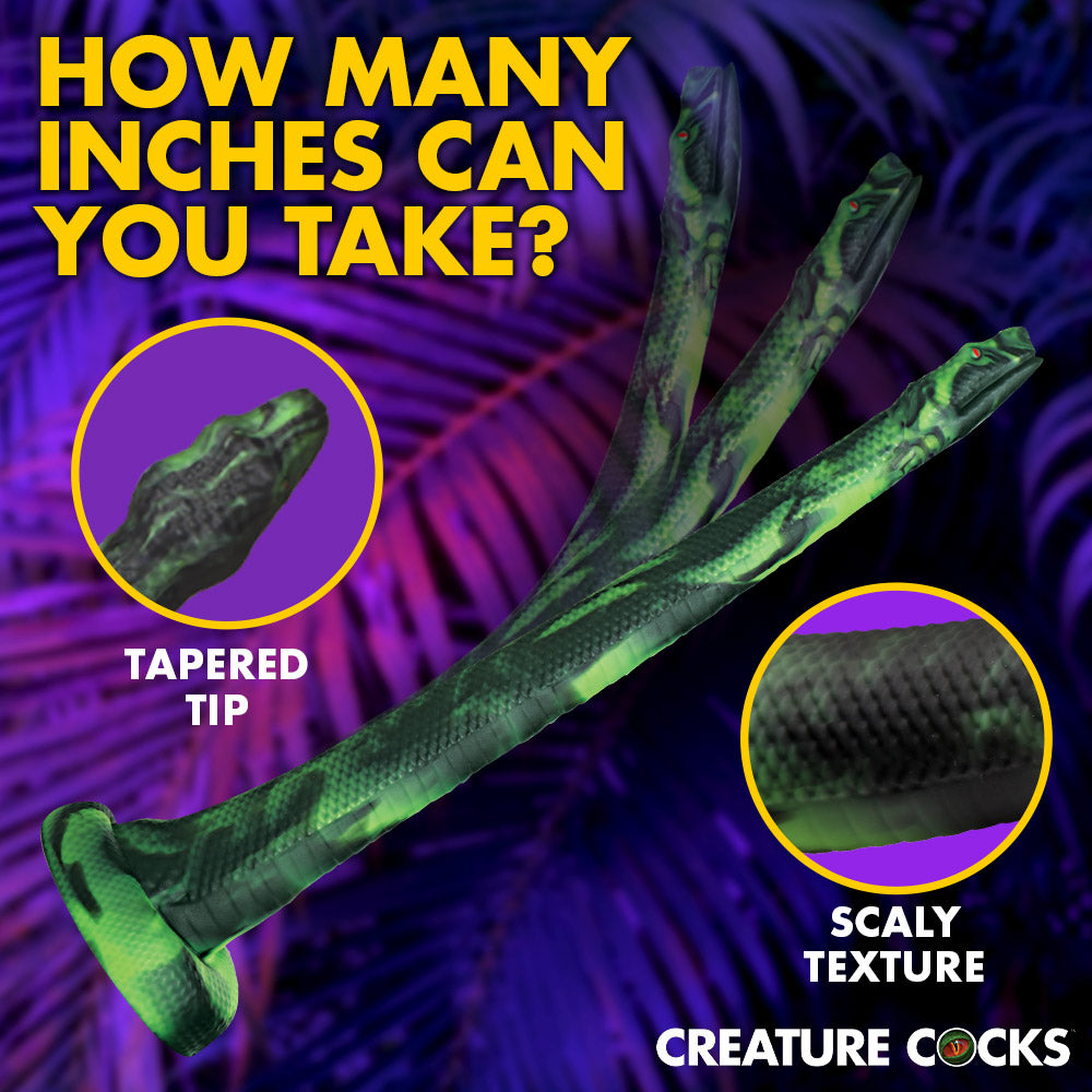 Creature Cocks Spitting Serpent Silicone Enema Snake Green