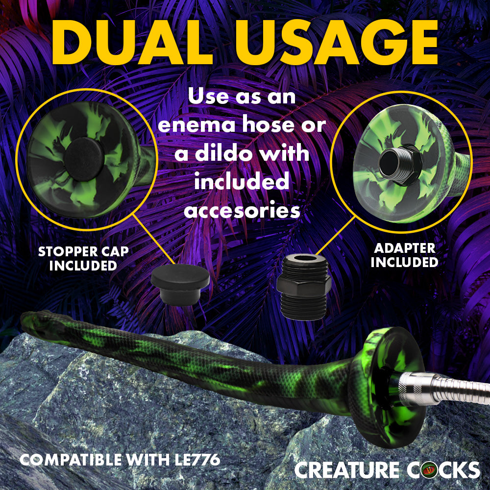 Creature Cocks Spitting Serpent Silicone Enema Snake Green