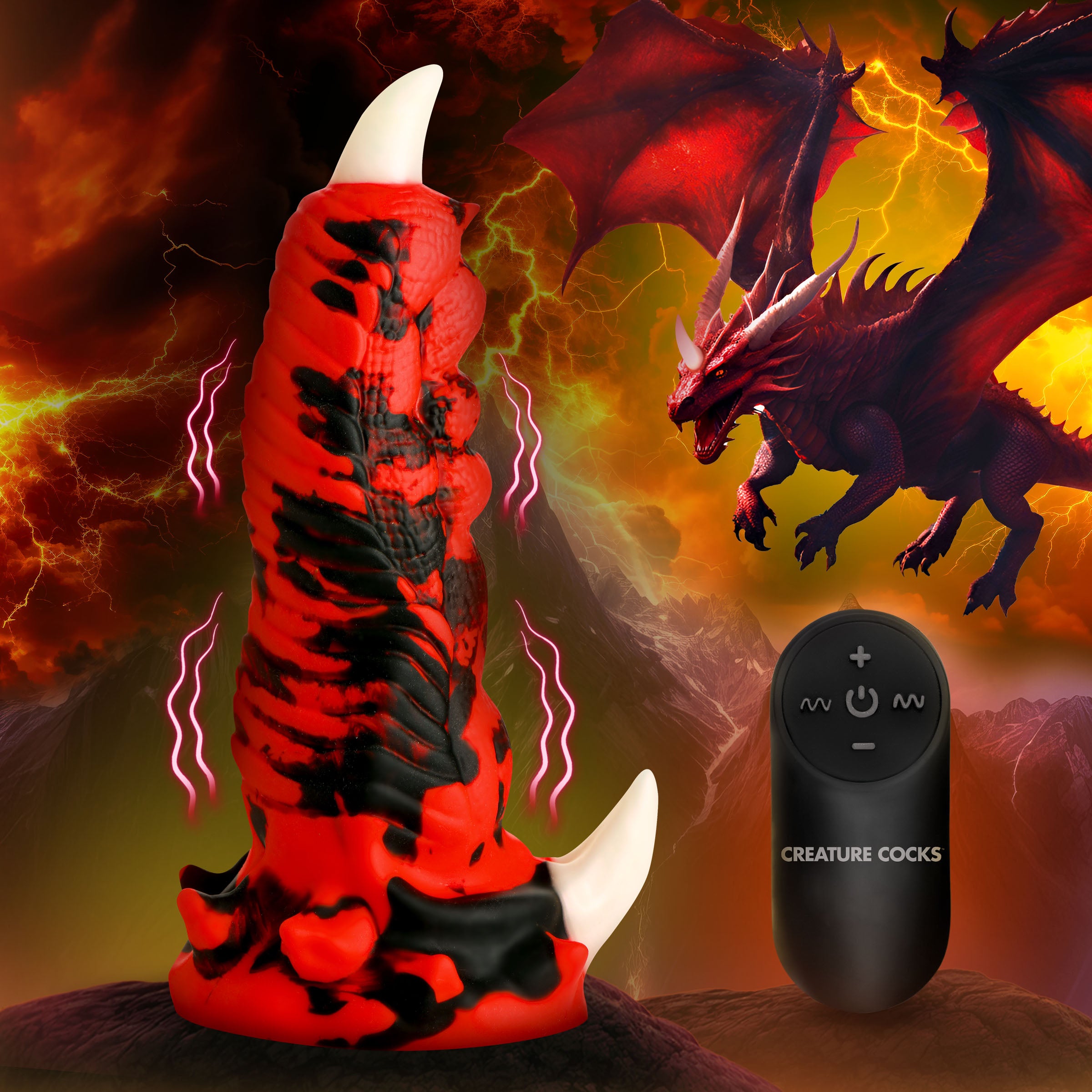 Creature Cocks Red Talon Vibrating Silicone Dildo Red